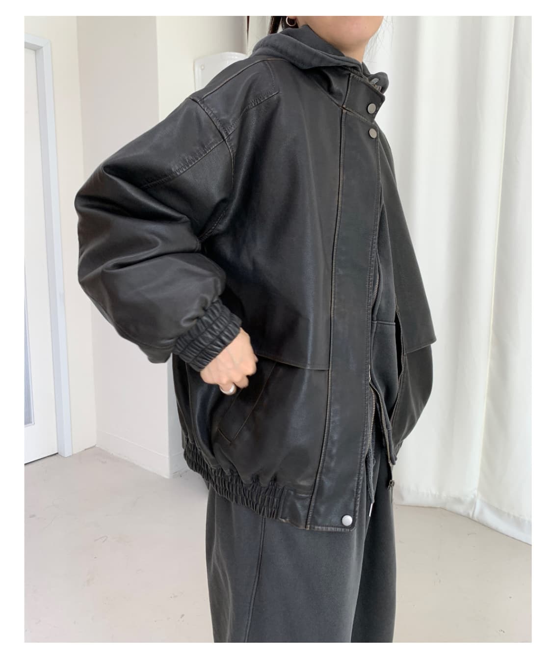 (오늘만세일)페인티드우드 빈티지 레더 점퍼 (레더자켓) 상품이미지4