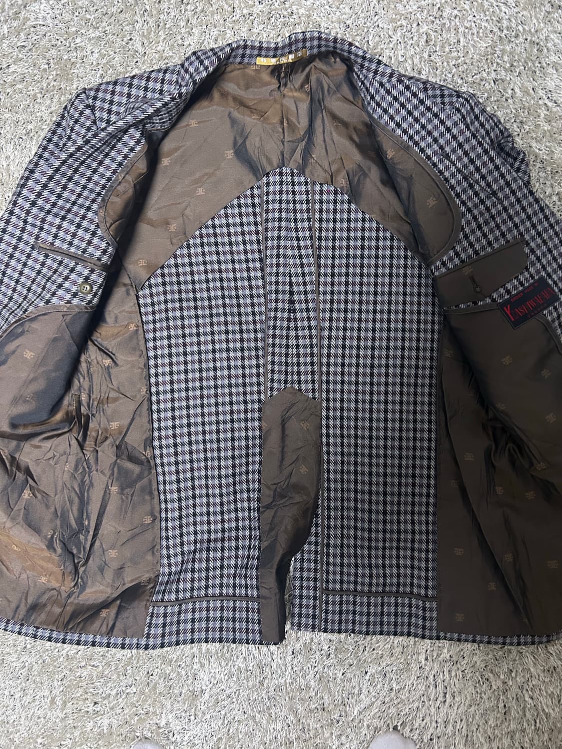 일제 커스텀메이드 체크울 블레이저 사이즈 100 상품이미지5