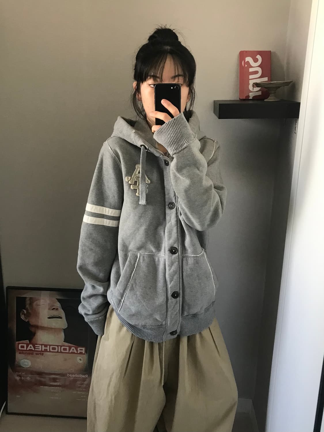 아베크롬비 자수로고 버튼 헤비써멀 후드집업 상품이미지2