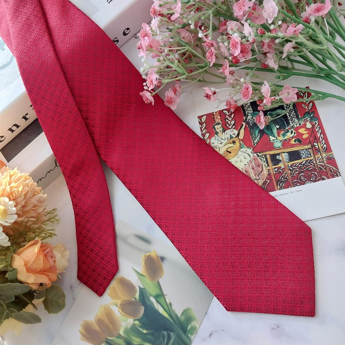 메트로시티 실크 레드 자카드 패턴 넥타이 8.7cm A+등급 K1475
 상품이미지3