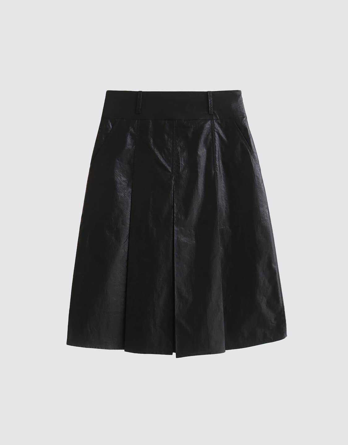 라룸 코팅플리츠스커트 블랙 M 상품이미지4