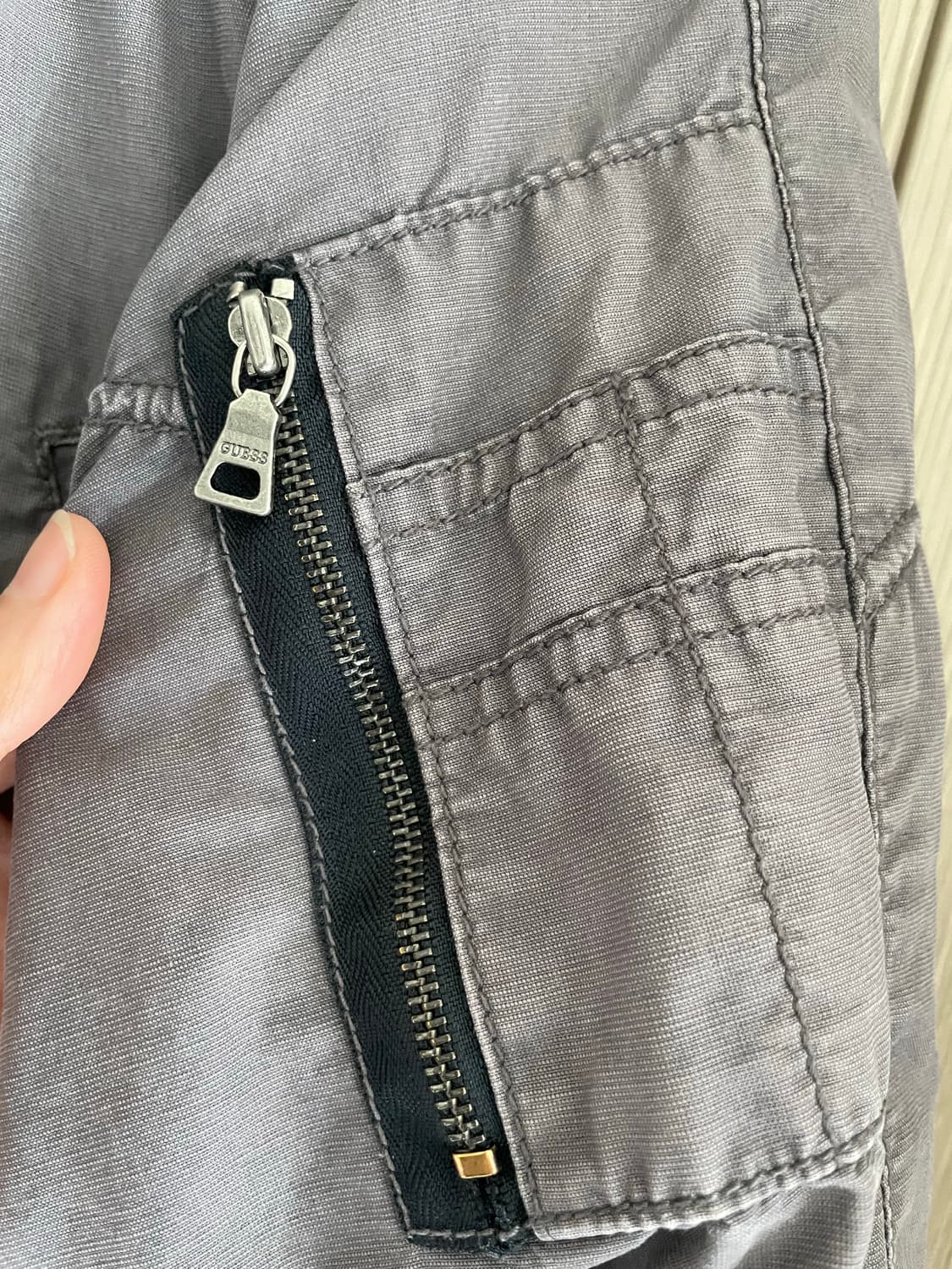 Guess 그레이 y2k 하구미 그런지 갸루 후드 야상 상품이미지3