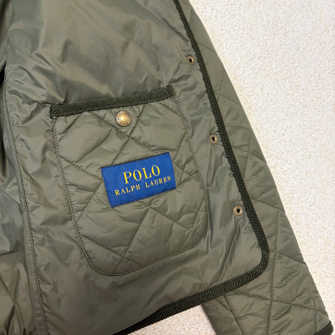 정품QR택)폴로 랄프로렌 퀼팅 자켓 카키색 상품이미지5