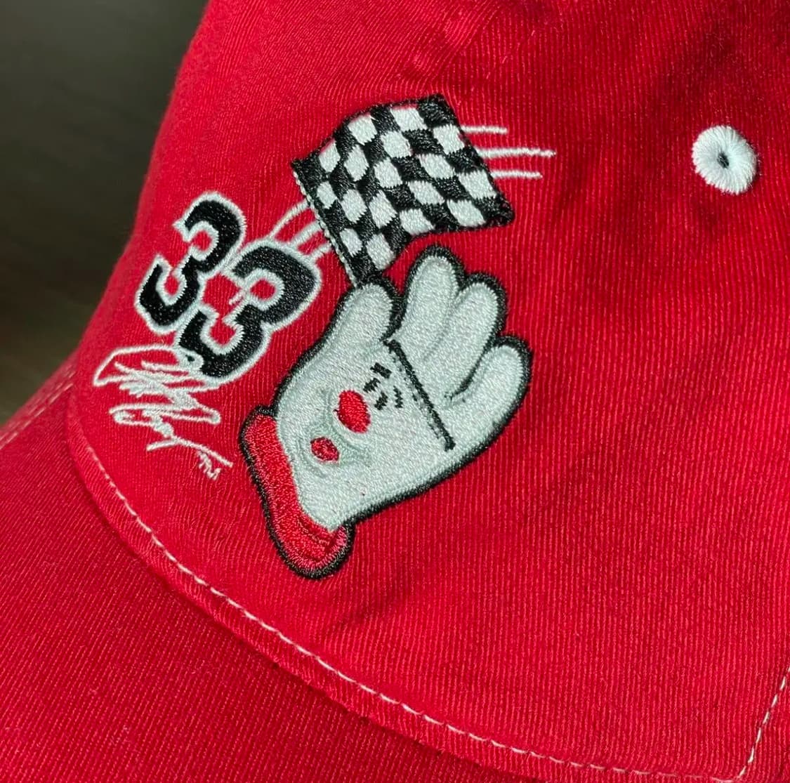 빈티지 자수 패치 레이싱 모자 볼캡 레드 상품이미지1