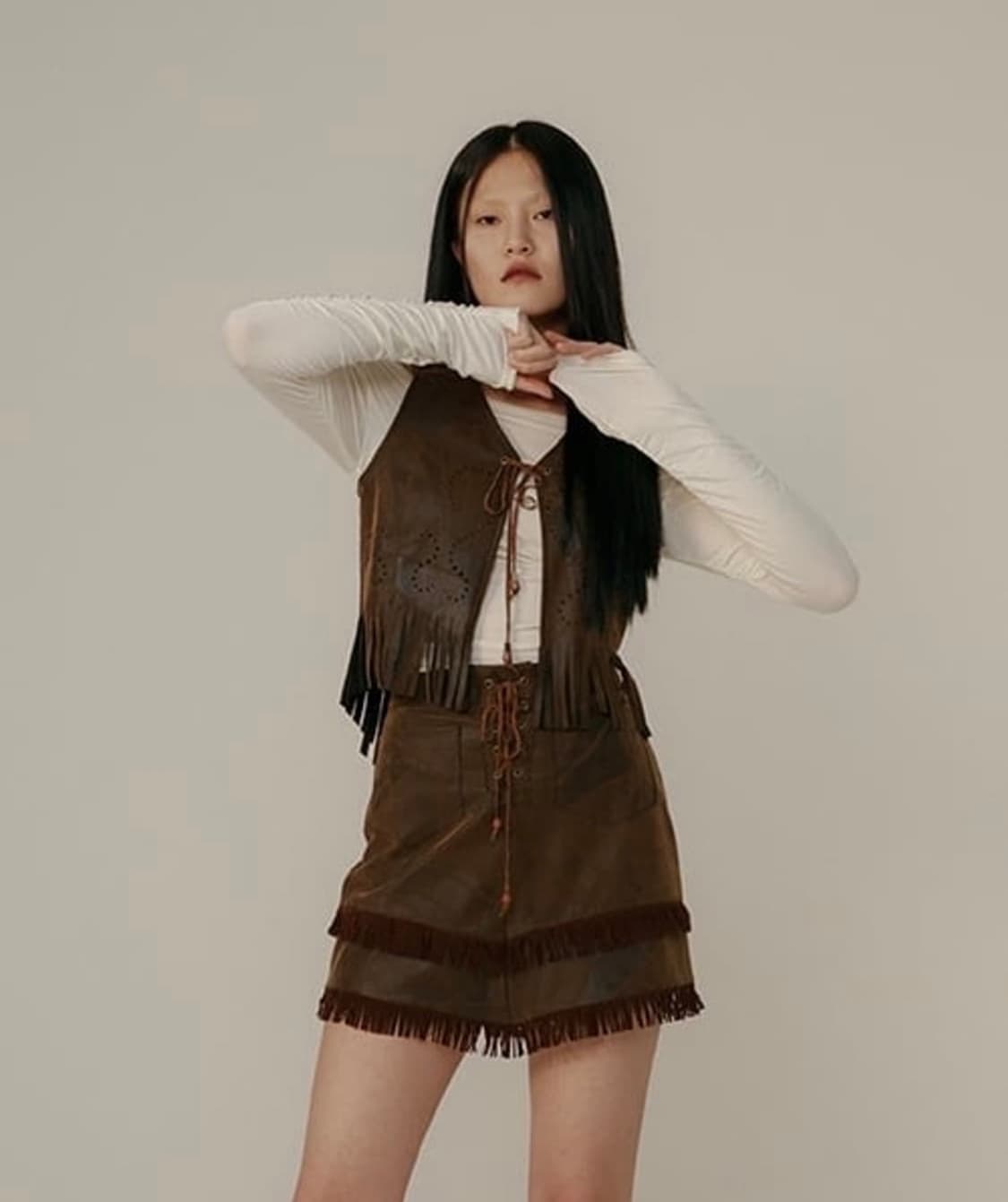 오호스 20fw 패치 비건 레더 셋업 상품이미지1