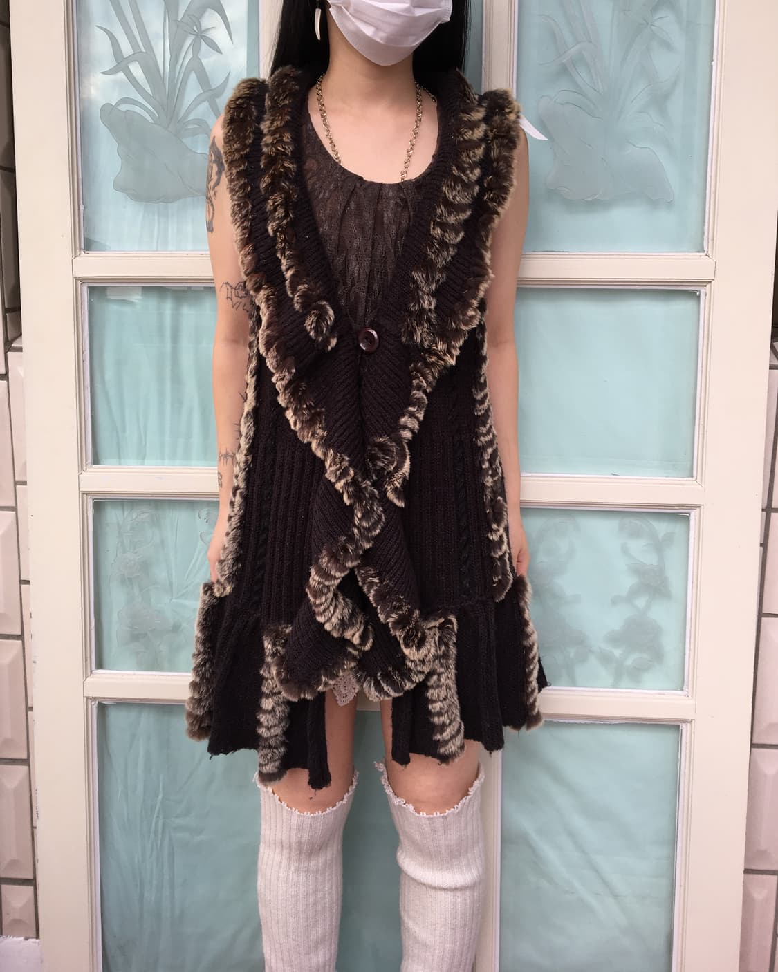 Fur layers knit vest 상품이미지1