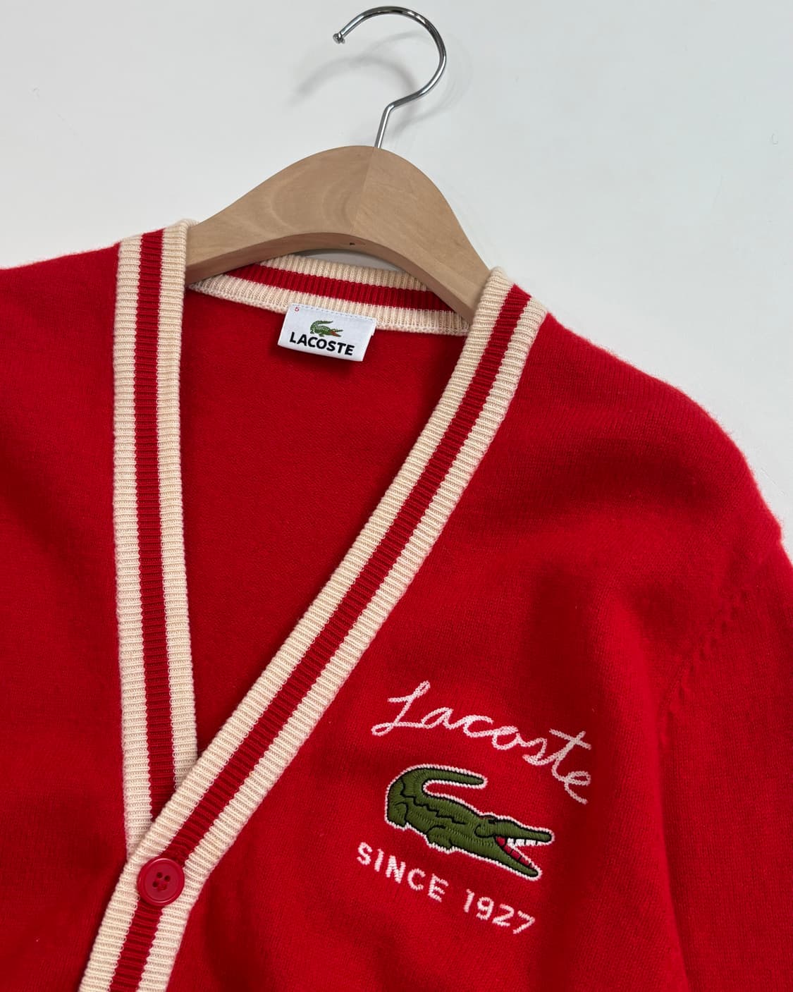 Lacoste 라코스테 레드컬러 브이넥 가디건 상품이미지5