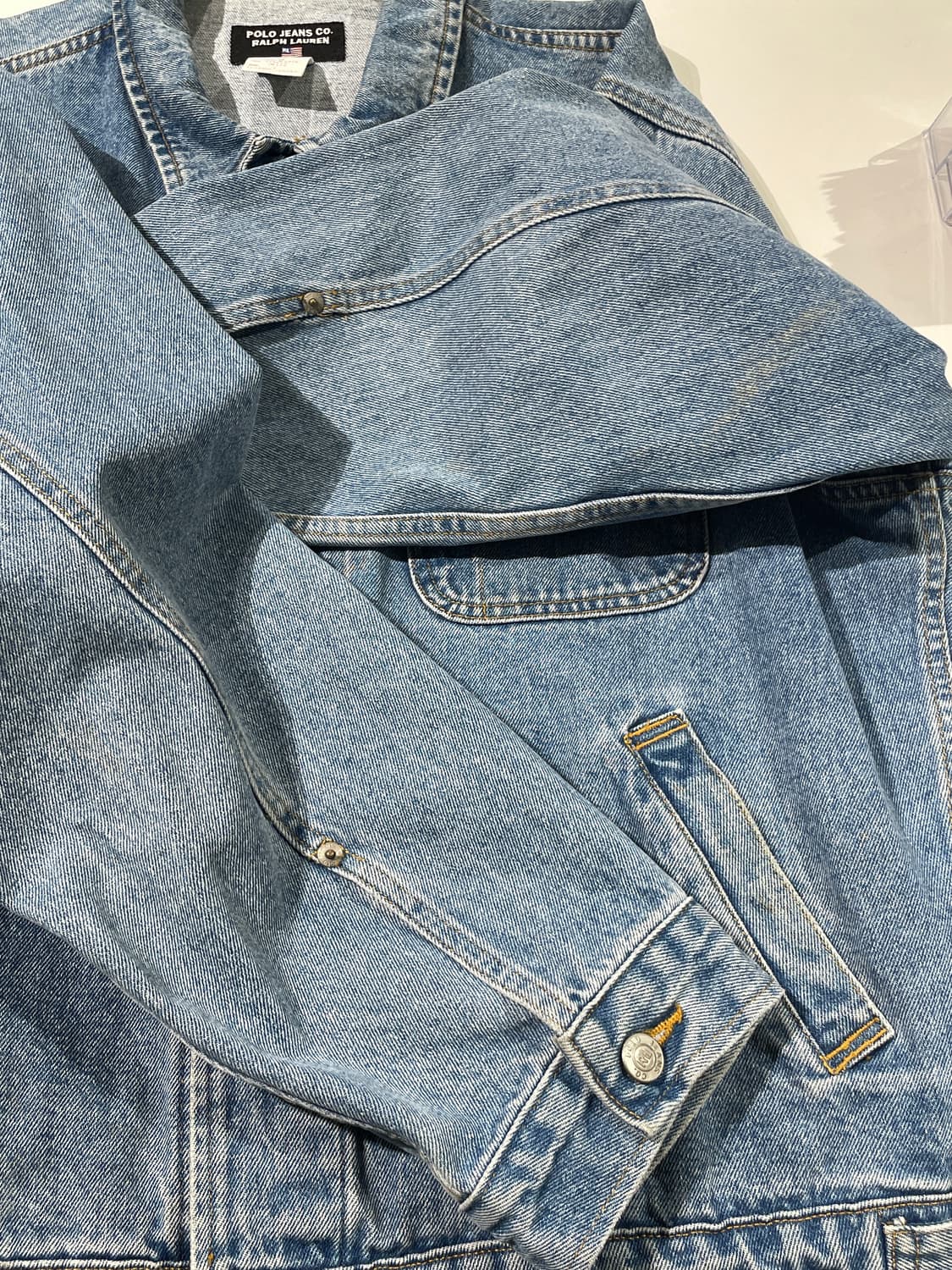 폴로 진스 클래식 연청 성조기 트러커 데님 자켓 상품이미지9