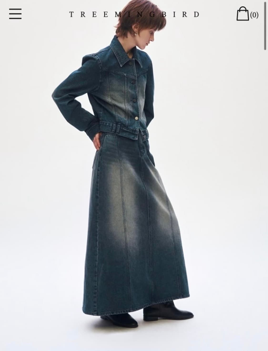 트리밍버드 incision Denim set-up Skirt 데님 스커트 상품이미지4