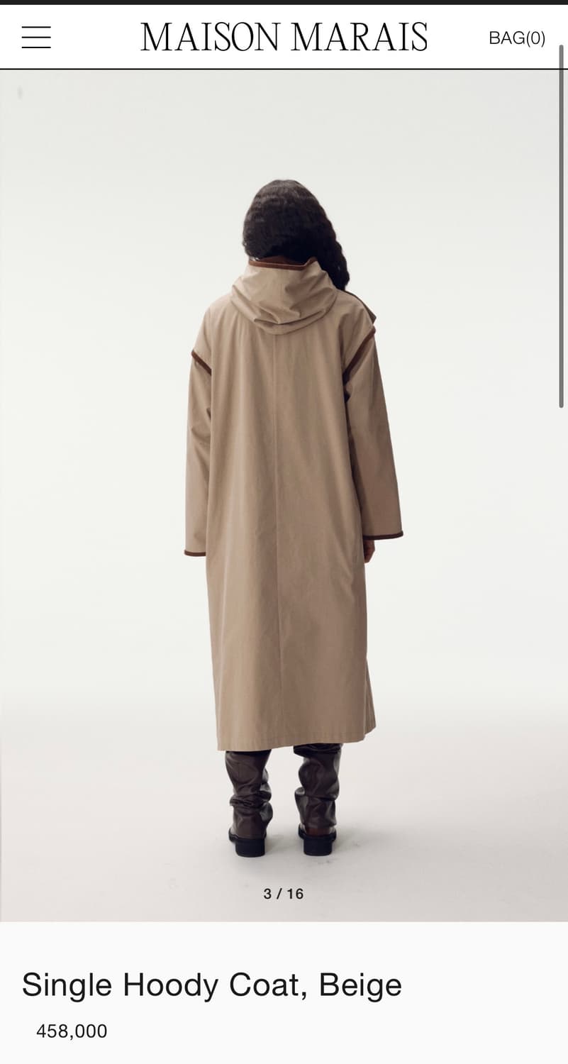 maison marais 메종마레 싱글 후디 트렌치코트 상품이미지4
