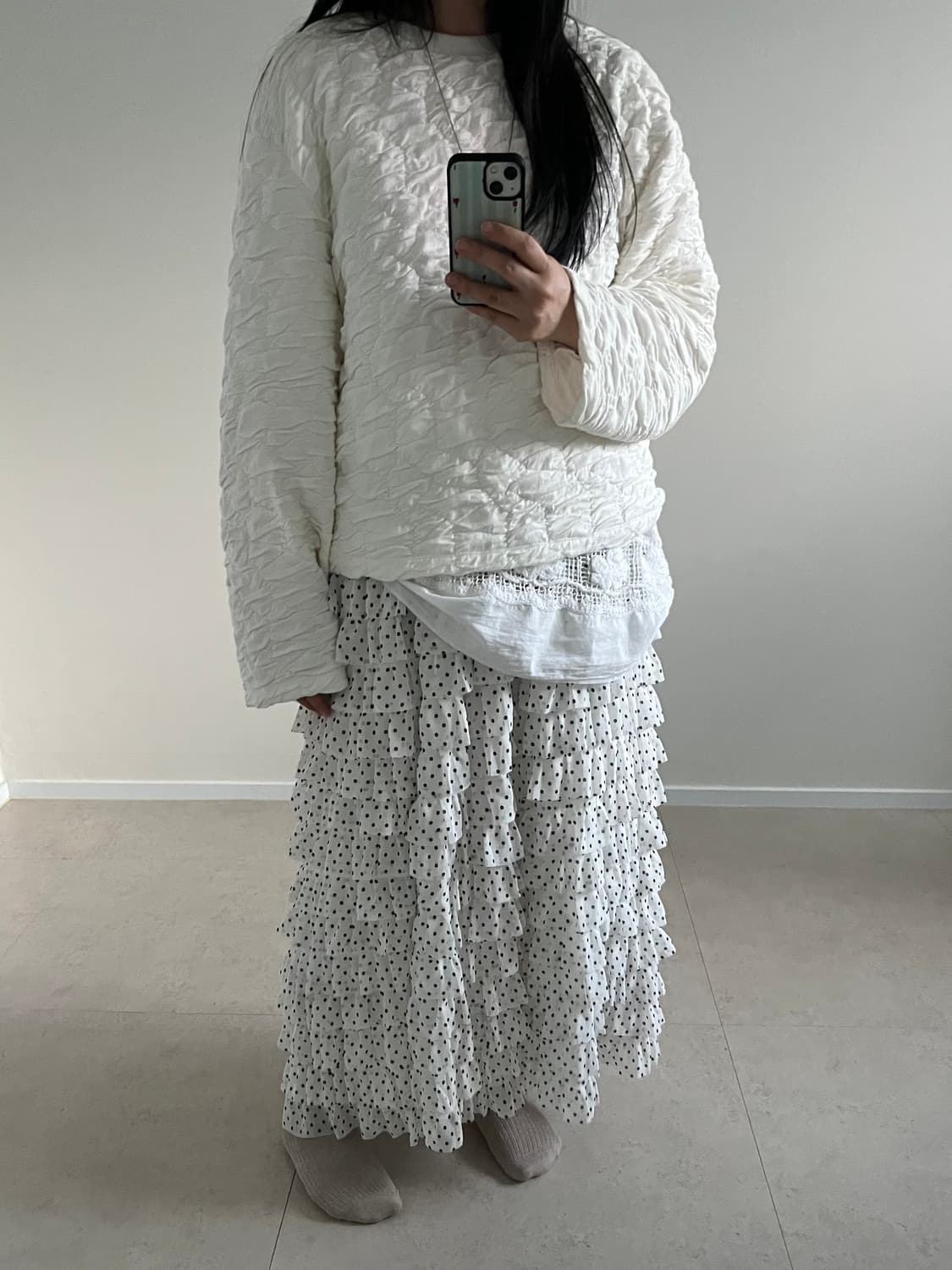 도트 캉캉 프릴 스커트  상품이미지1