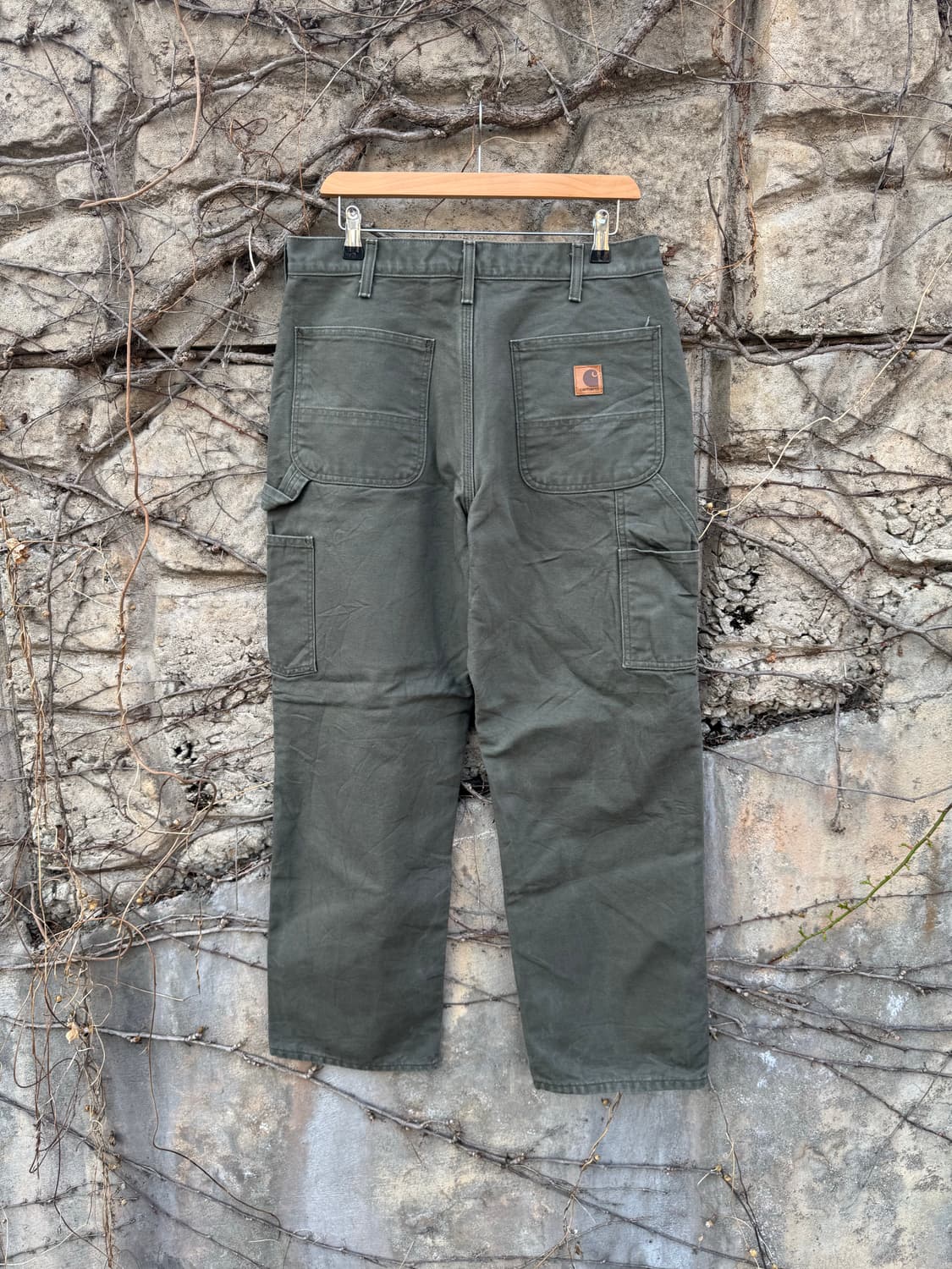 칼하트 빈티지 b111 모스그린 카펜터 싱글니 워크 팬츠 상품이미지2