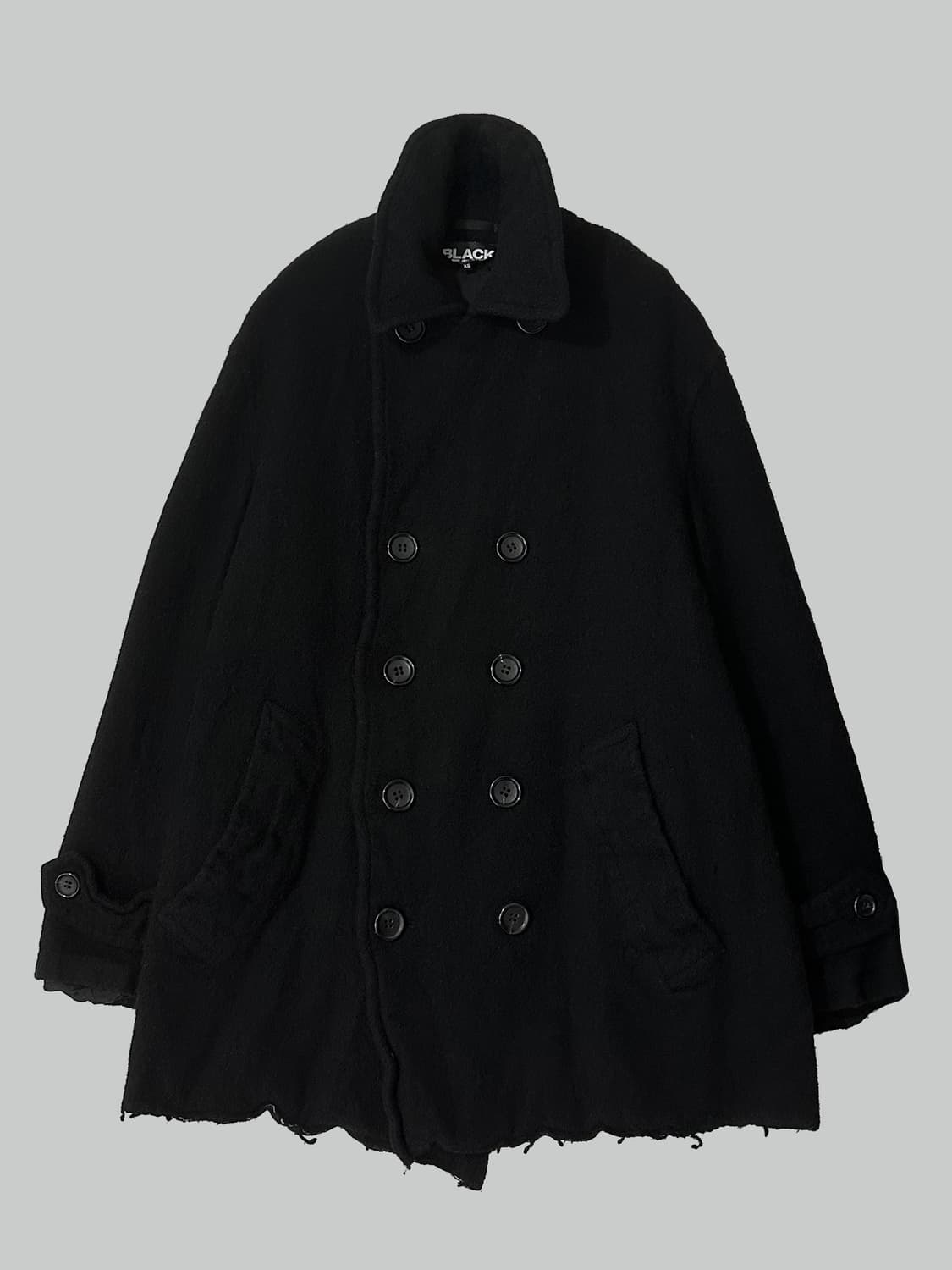 꼼데가르송 블랙 오버사이즈 축융 울 피코트 m 상품이미지5