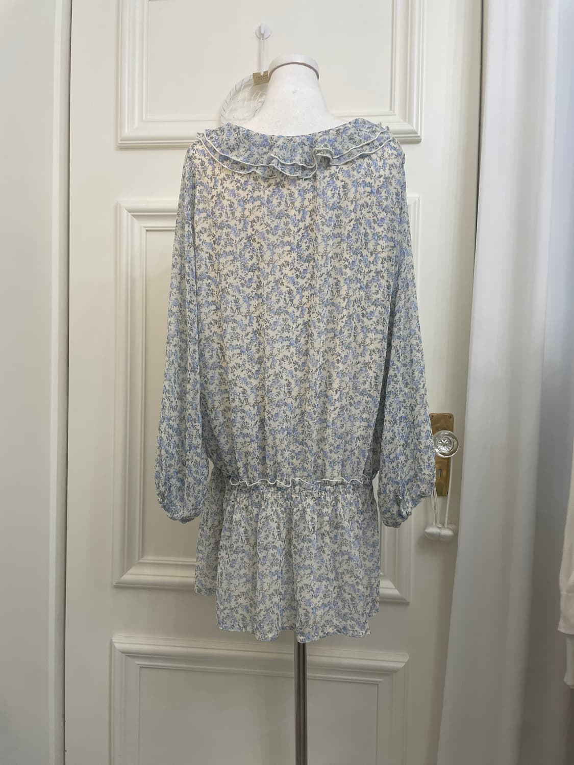 blue flower ruffle lace-up loose opc 상품이미지3