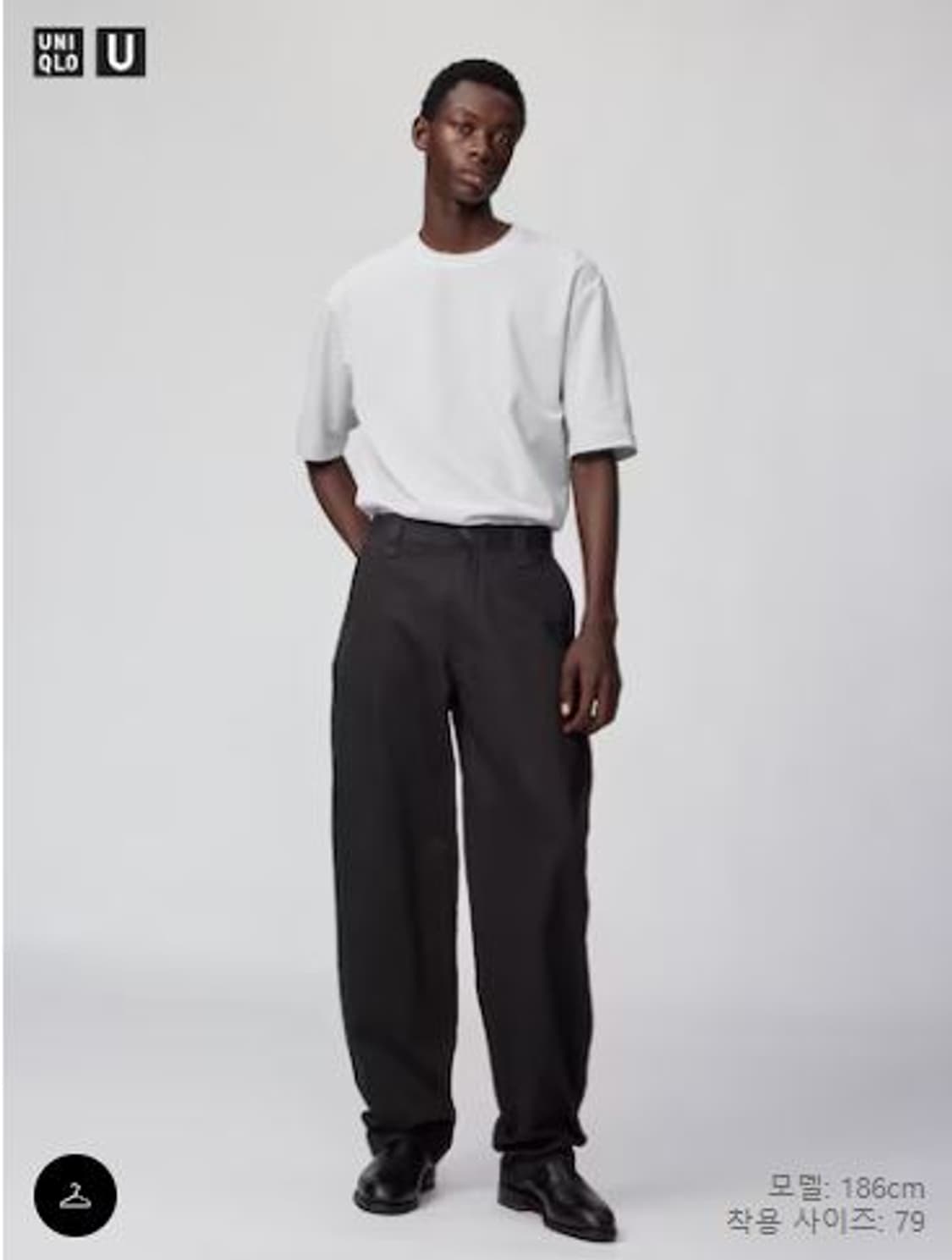 새제품 긴기장) 유니클로U 와이드 핏 치노팬츠 블랙 82 상품이미지2