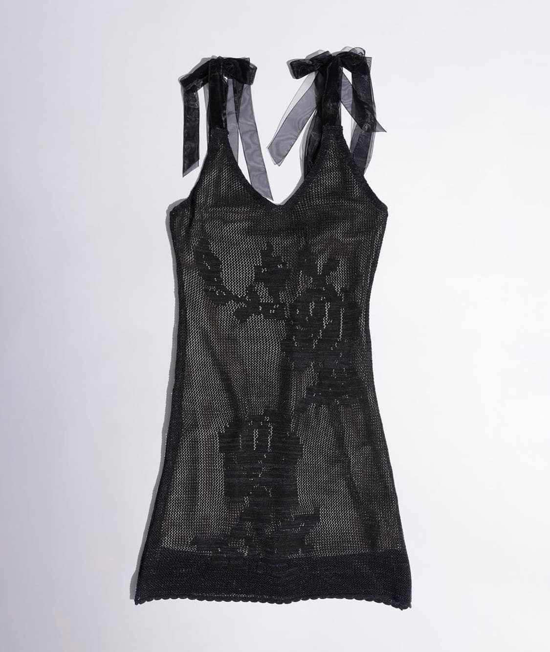 스컬프터) 크로셰 미니 드레스 메탈릭 블랙 상품이미지7