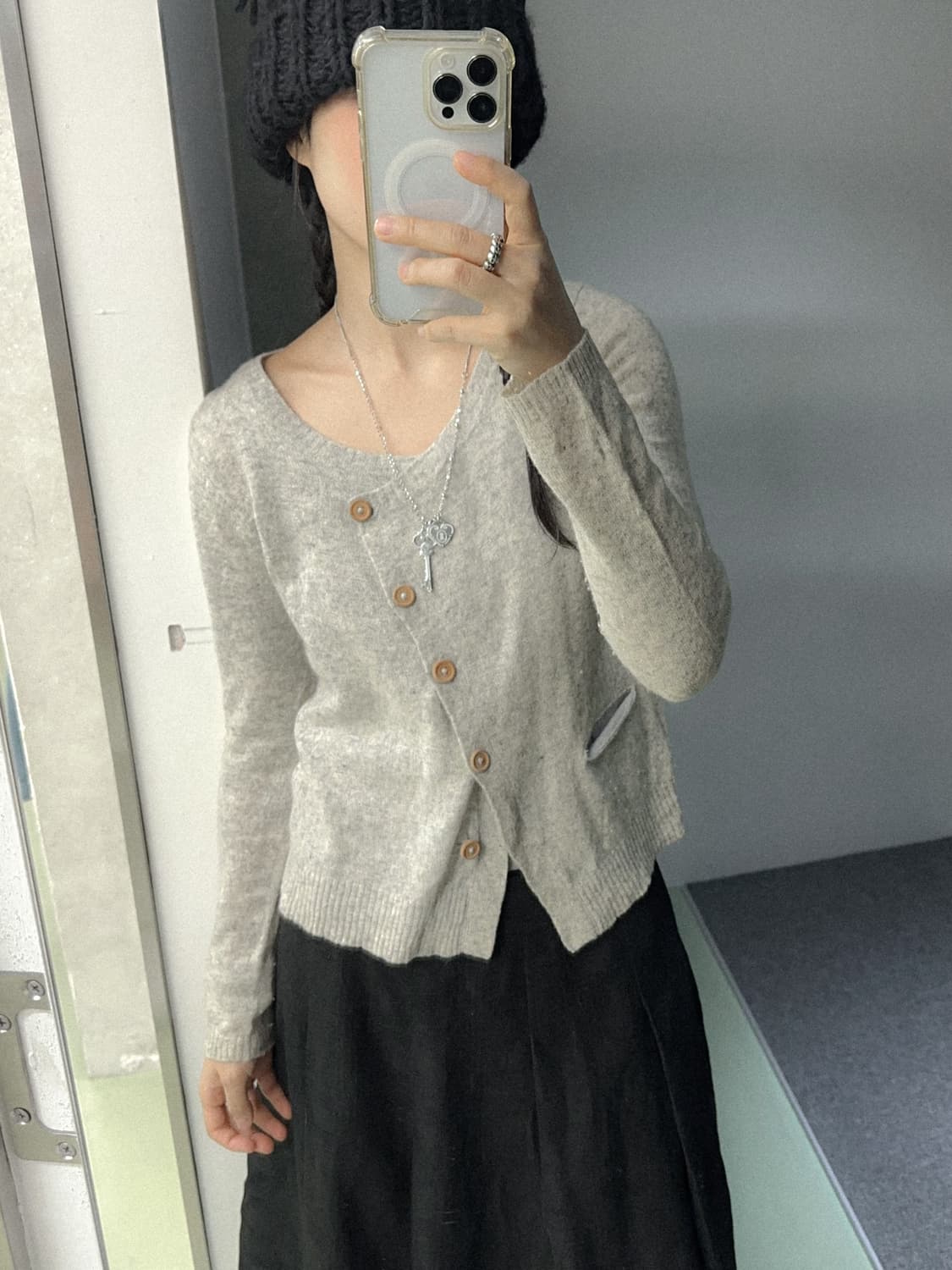 gray diagonal cardigan 상품이미지3
