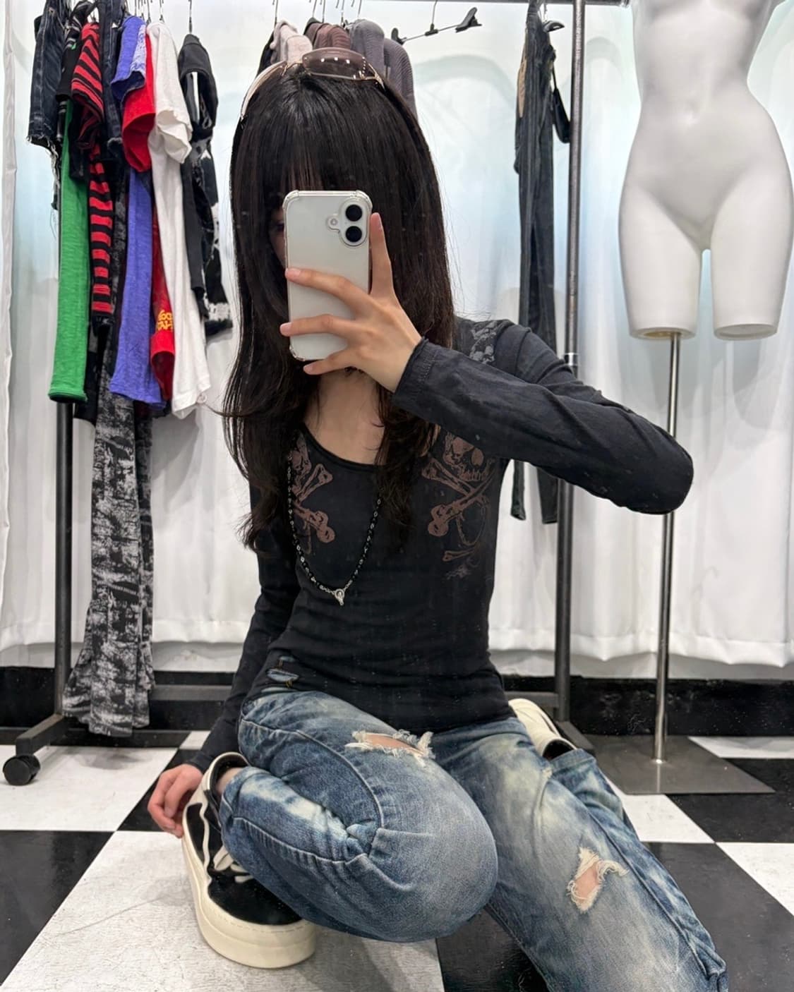 🎸블랙 스컬 프린팅 롱슬리브🎸 상품이미지4