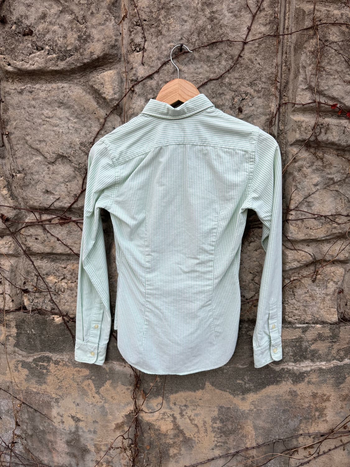 폴로 랄프로렌 빈티지 옥스포드 스트라이프 셔츠 슬림핏 그린 우먼 여성 상품이미지2