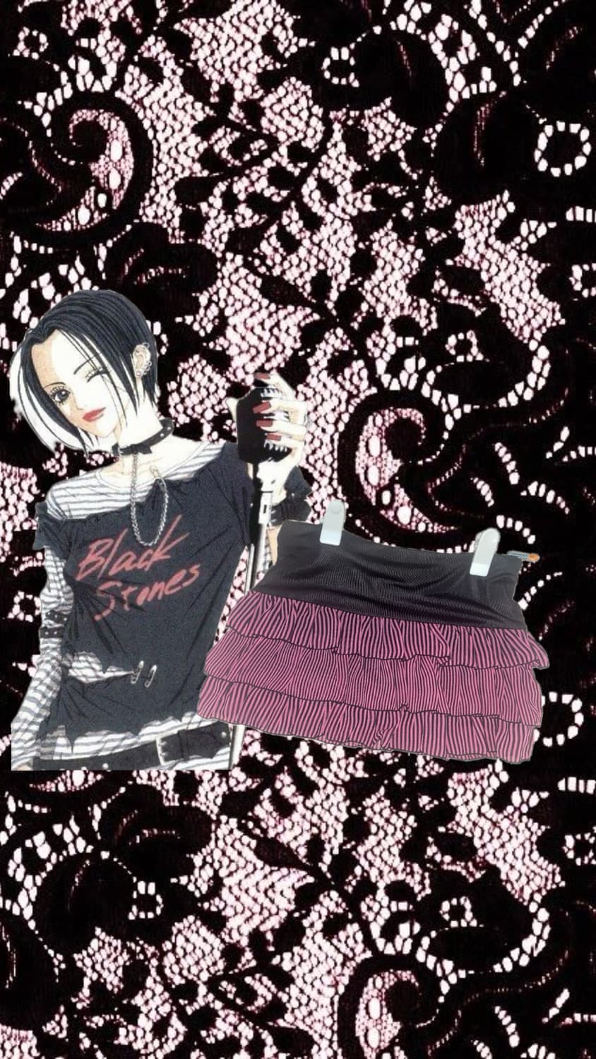 (희귀) 빈티지 펑크 오네갸루 나나깔 스트라이프 스커트 상품이미지1