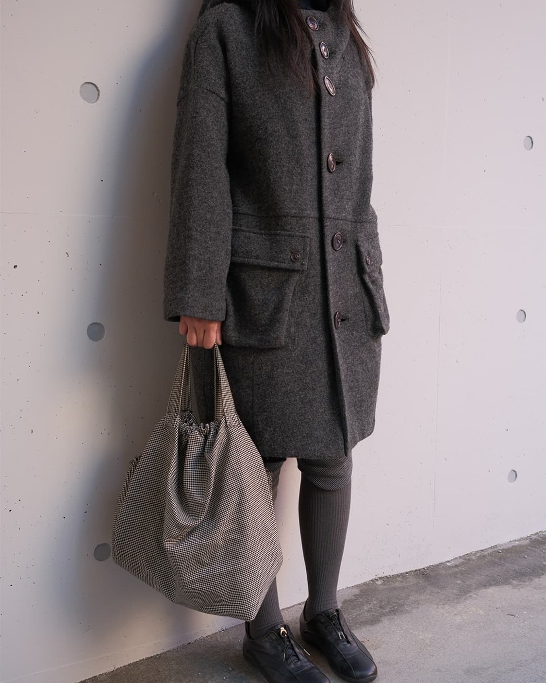 Big button hood wool coat  상품이미지2