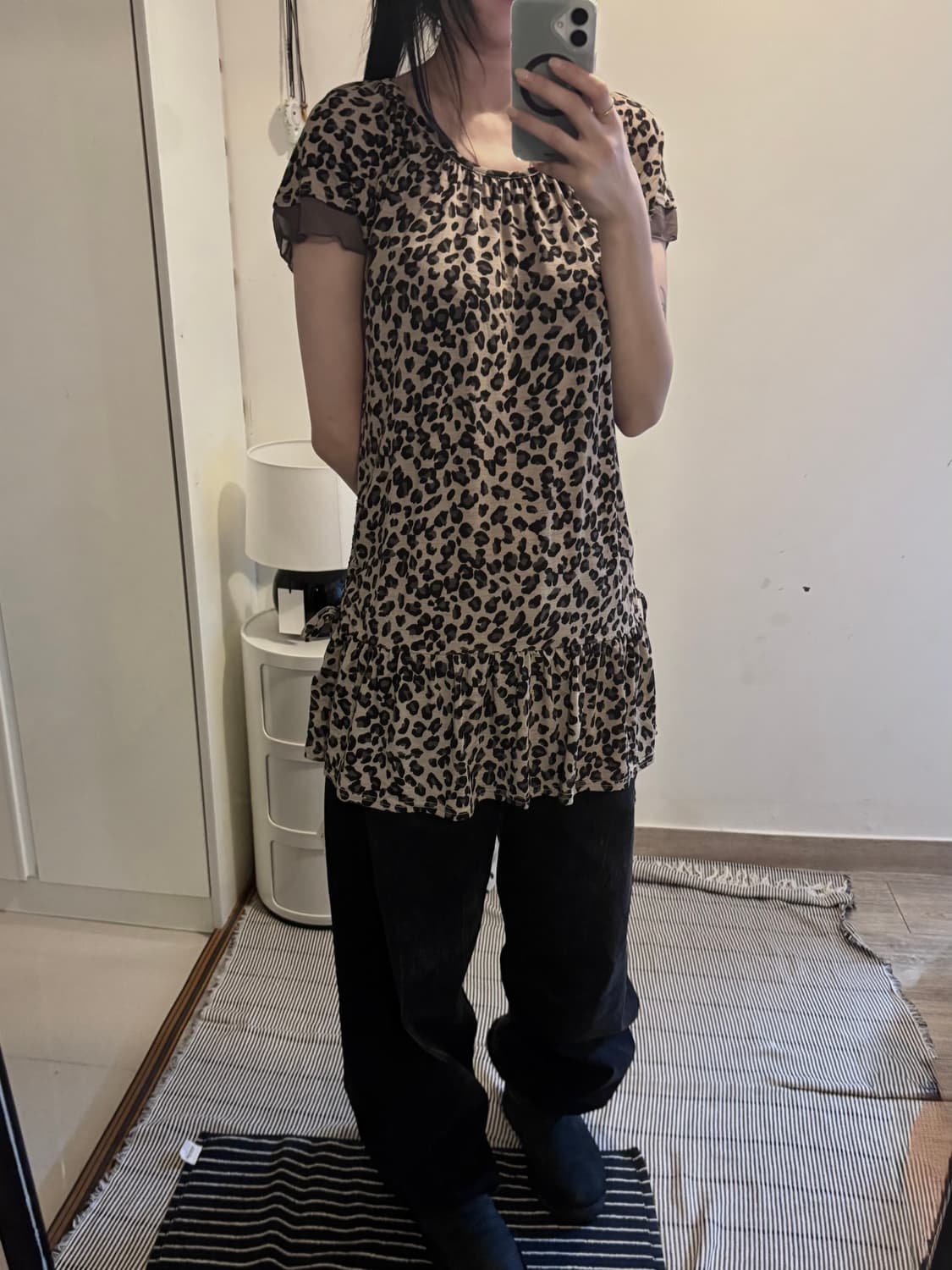 Japanese Vintage Leopard Print Dress 상품이미지2