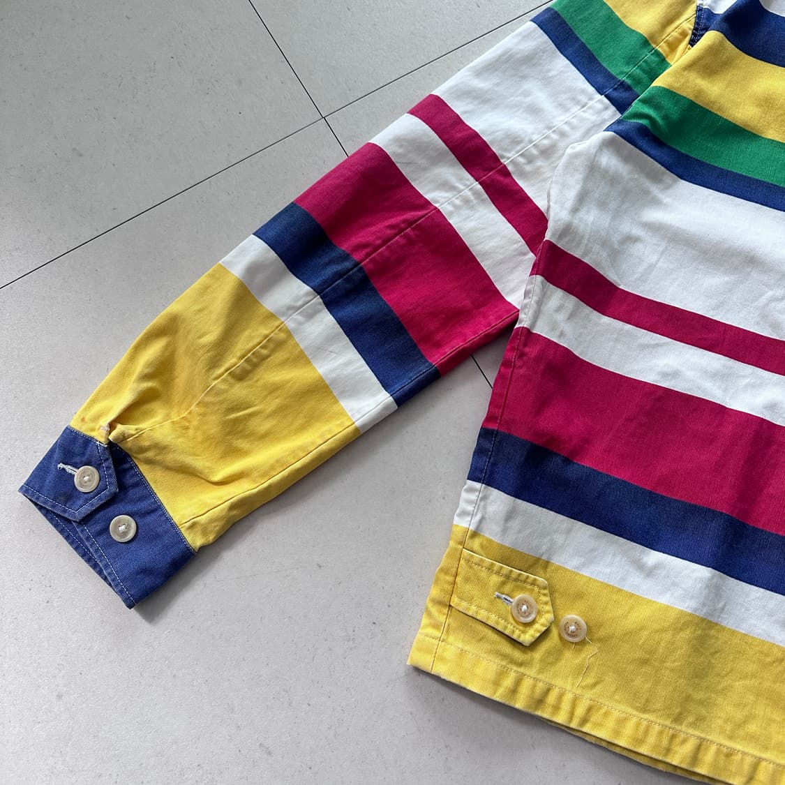 폴로 랄프로렌 멀티 스트라이프 캔버스 코튼 해링턴 블루종 자켓 L 상품이미지9