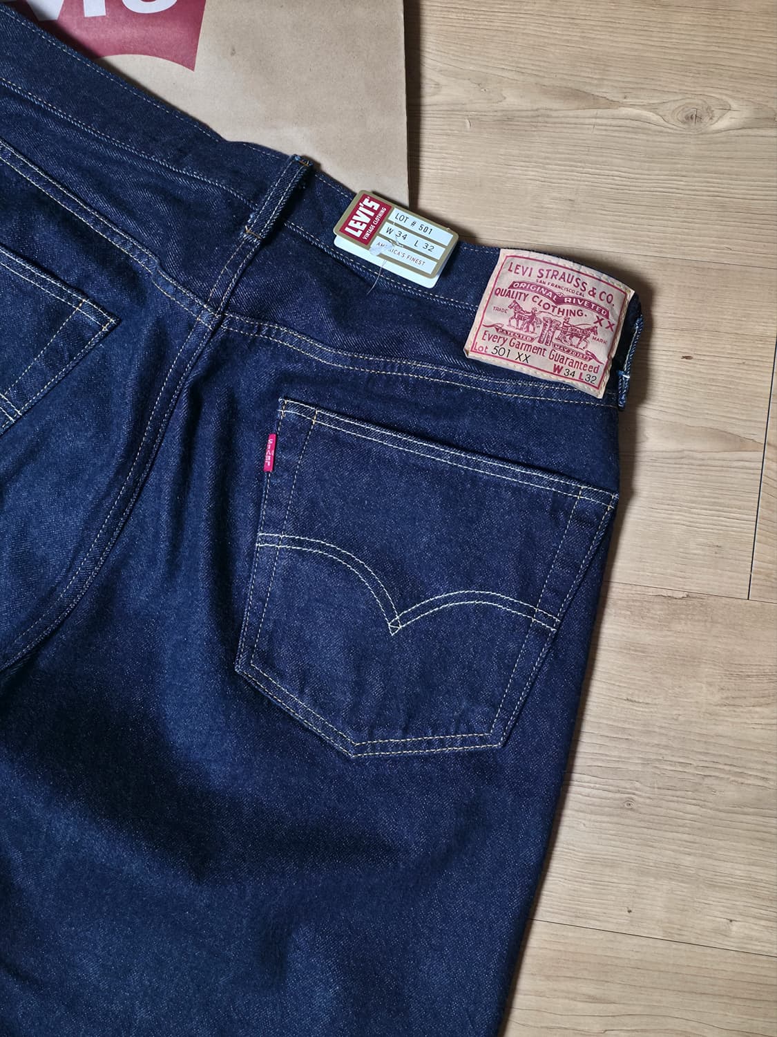 (신품급)리바이스 LVC 1955 501XX 진 RINSE W34 L32 상품이미지5