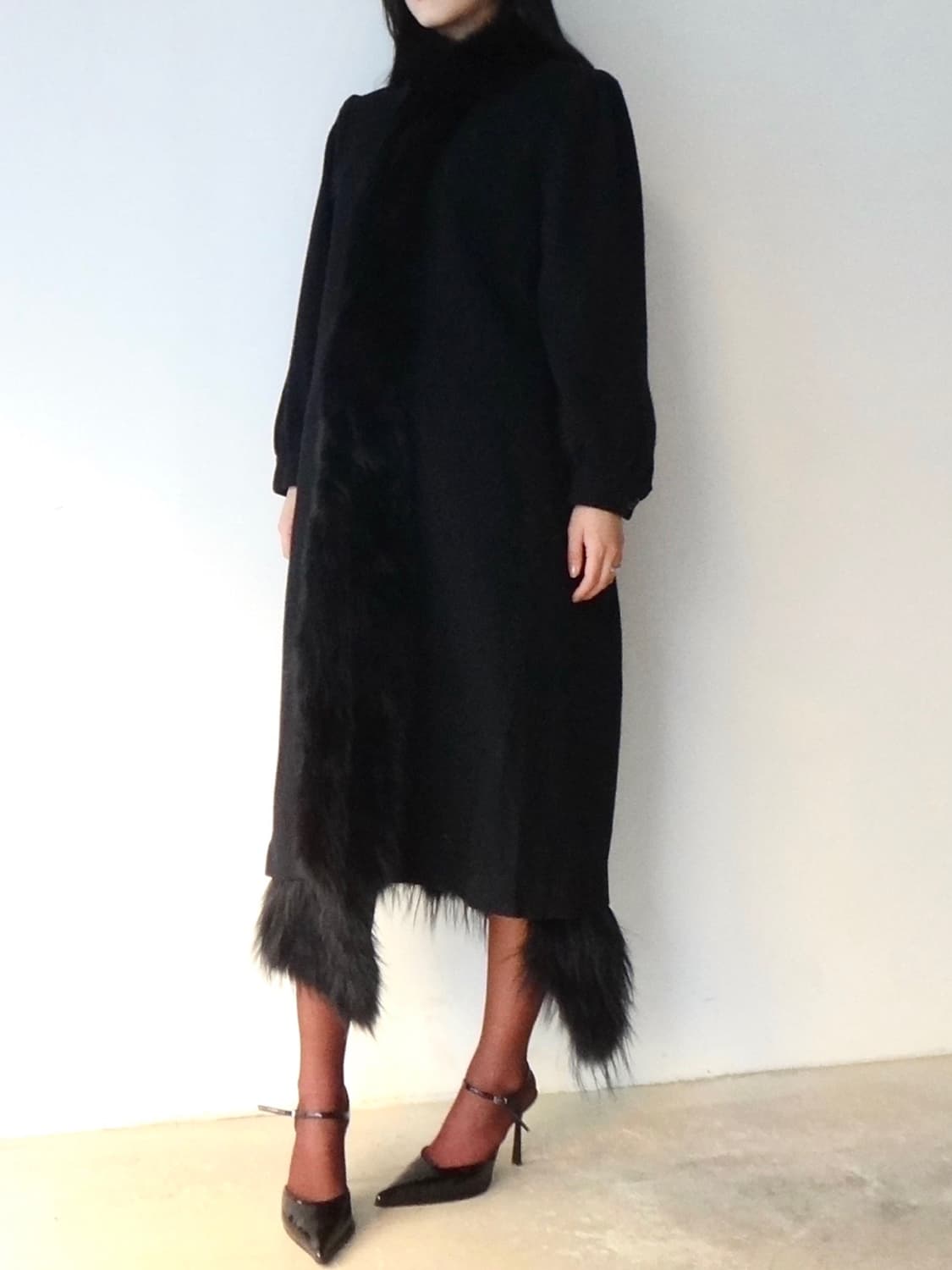 Queen tailor fur long coat / black 상품이미지6
