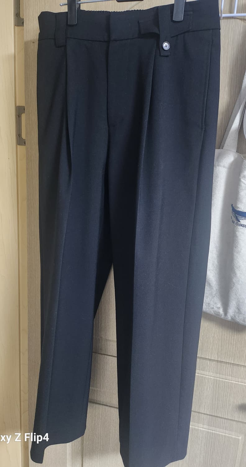 시스템옴므 블랙 와이드 뒷밴딩 슬랙스 78 상품이미지1