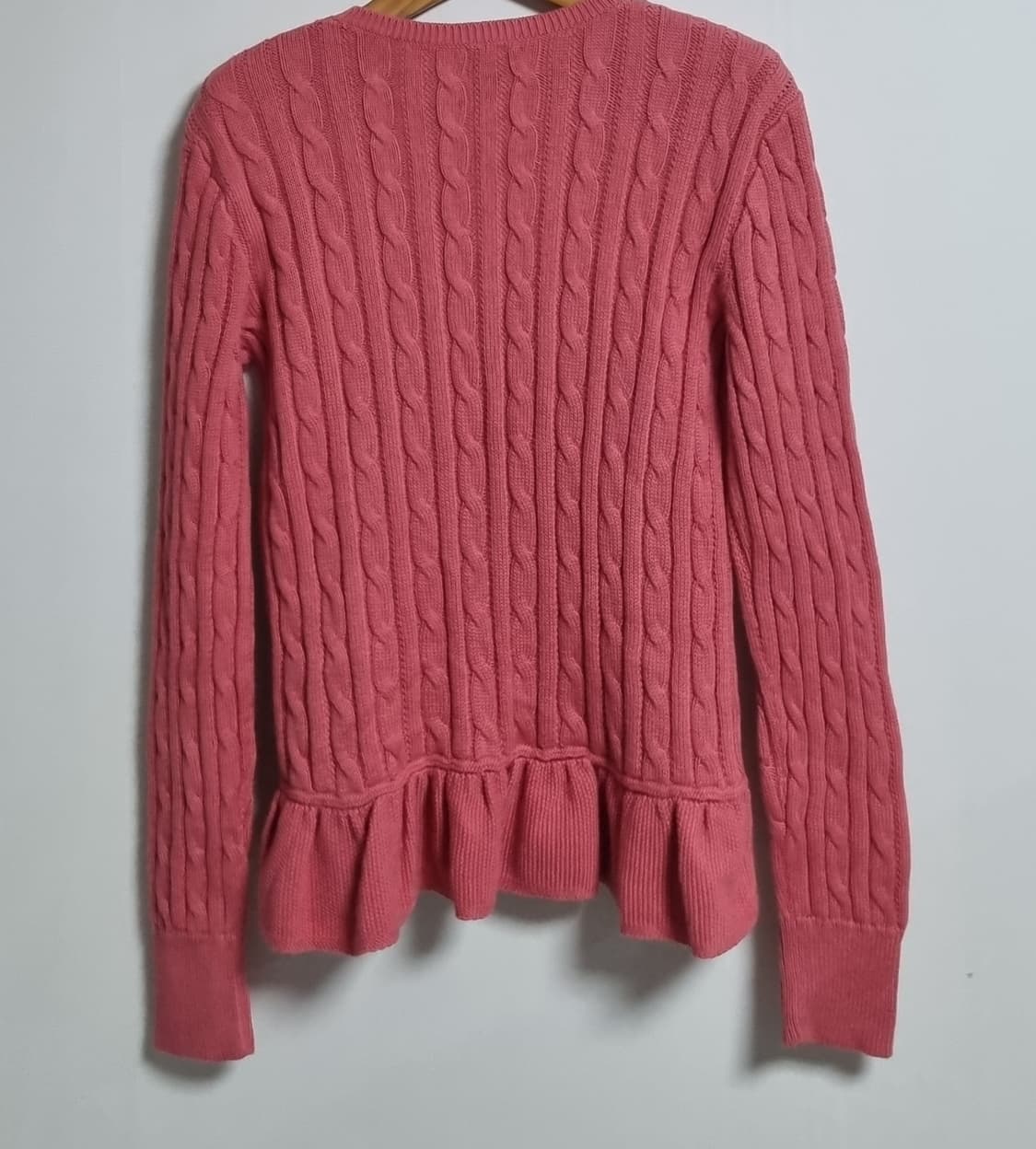 실측 S (55) 폴로랄프로렌 핑크 꽈배기 니트 가디건 상품이미지2