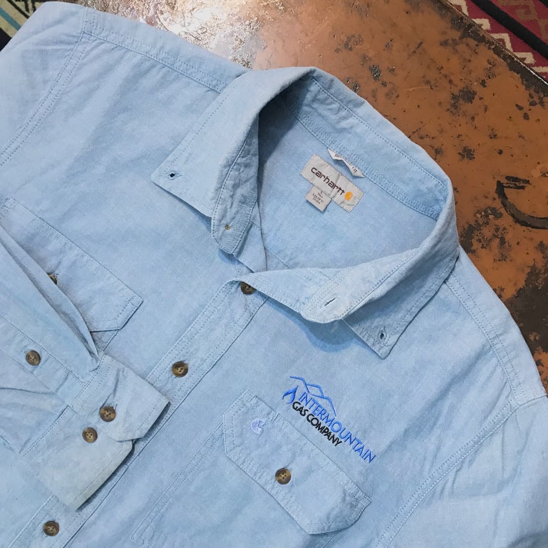칼하트 투포켓 라이트 블루 워크 셔츠 남성 110 사이즈  상품이미지3