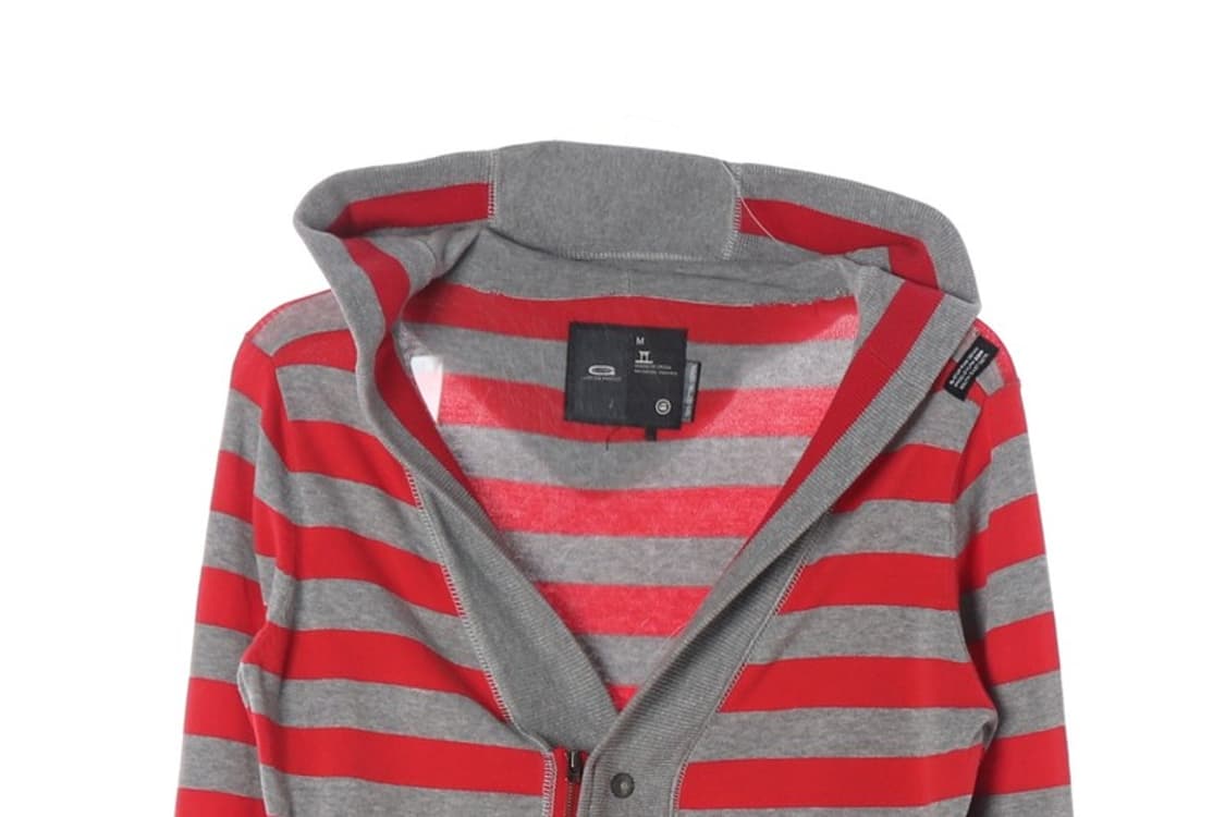 지스타로우 빈티지 레드 단가라 니트 후드 집업 M 상품이미지3