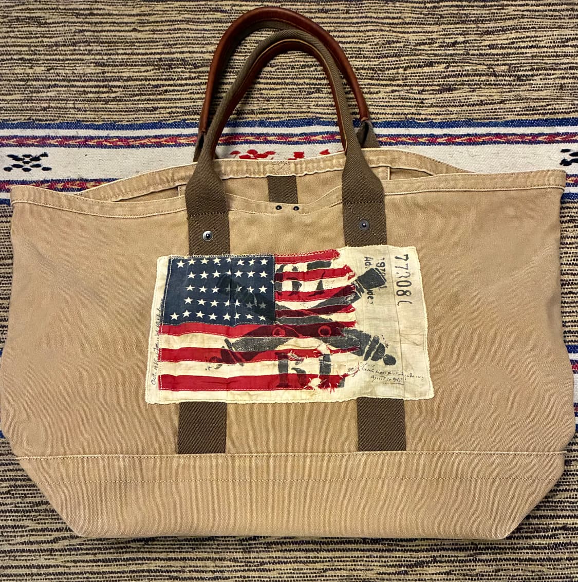 00s POLO 폴로진스컴퍼니 성조기 캔버스 토트백 가방 랄프로렌 상품이미지1