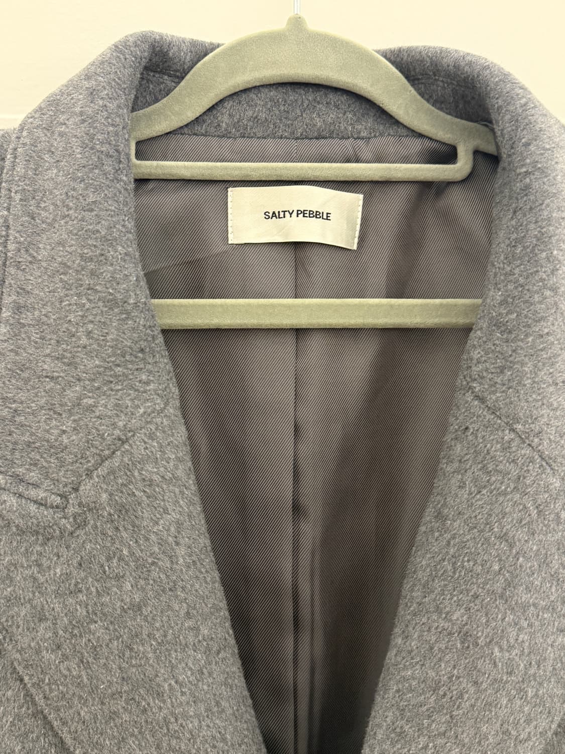 솔티페블 니트 콤비 소매 롱 코트그레이 상품이미지8