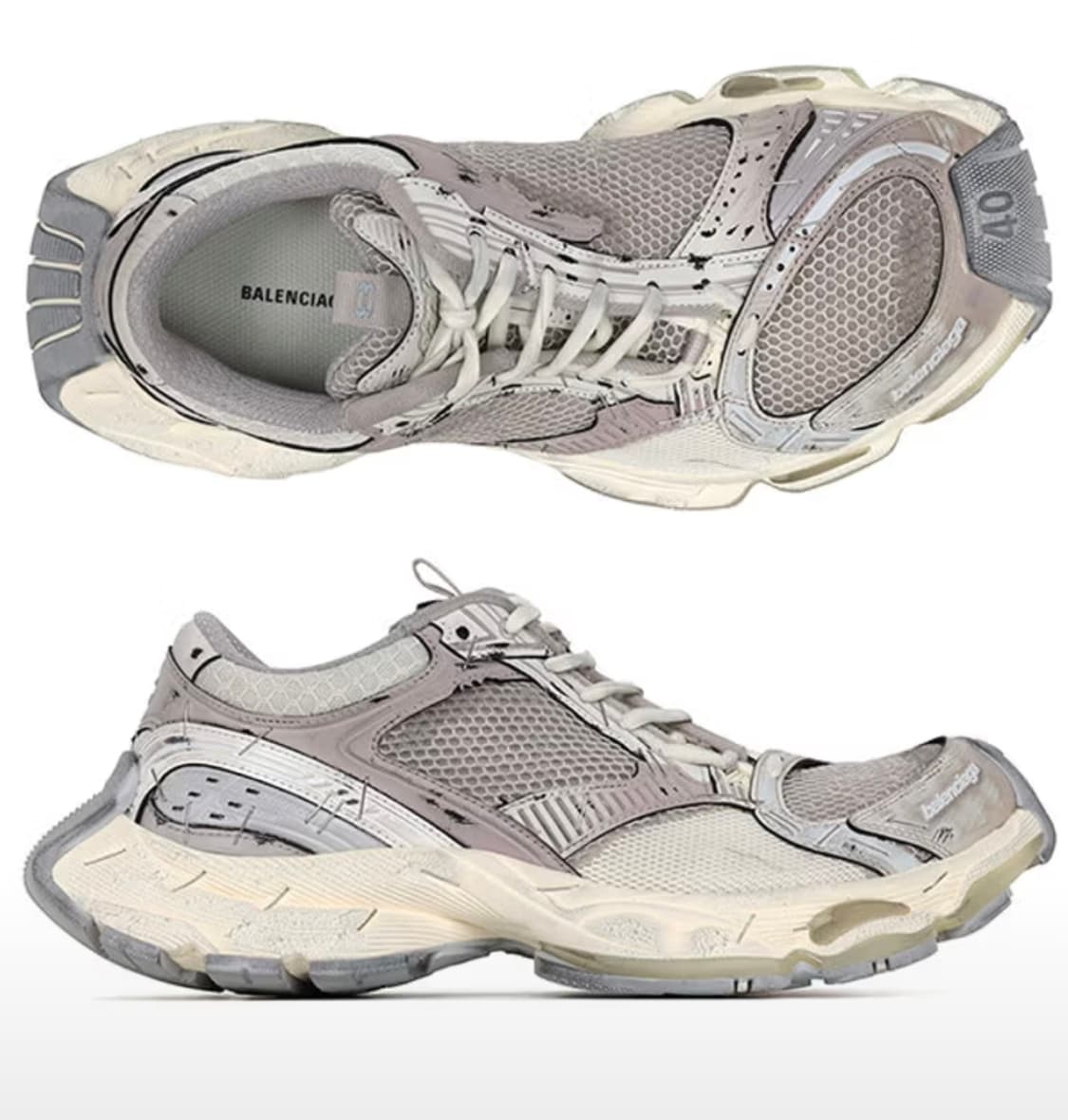 발렌시아가 베이지 그레이 스테이플러 스니커즈 상품이미지1