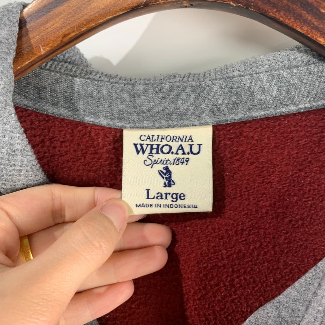 후아유 y2k 와투케 버건디 후드집업 상품이미지6