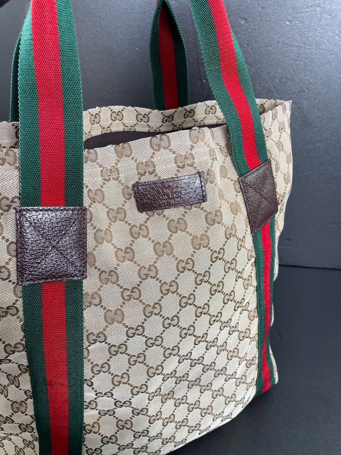 GUCCI 구찌 GG 쟈가드 브라운 삼선 토트백 카바스 숄더백189669 상품이미지9