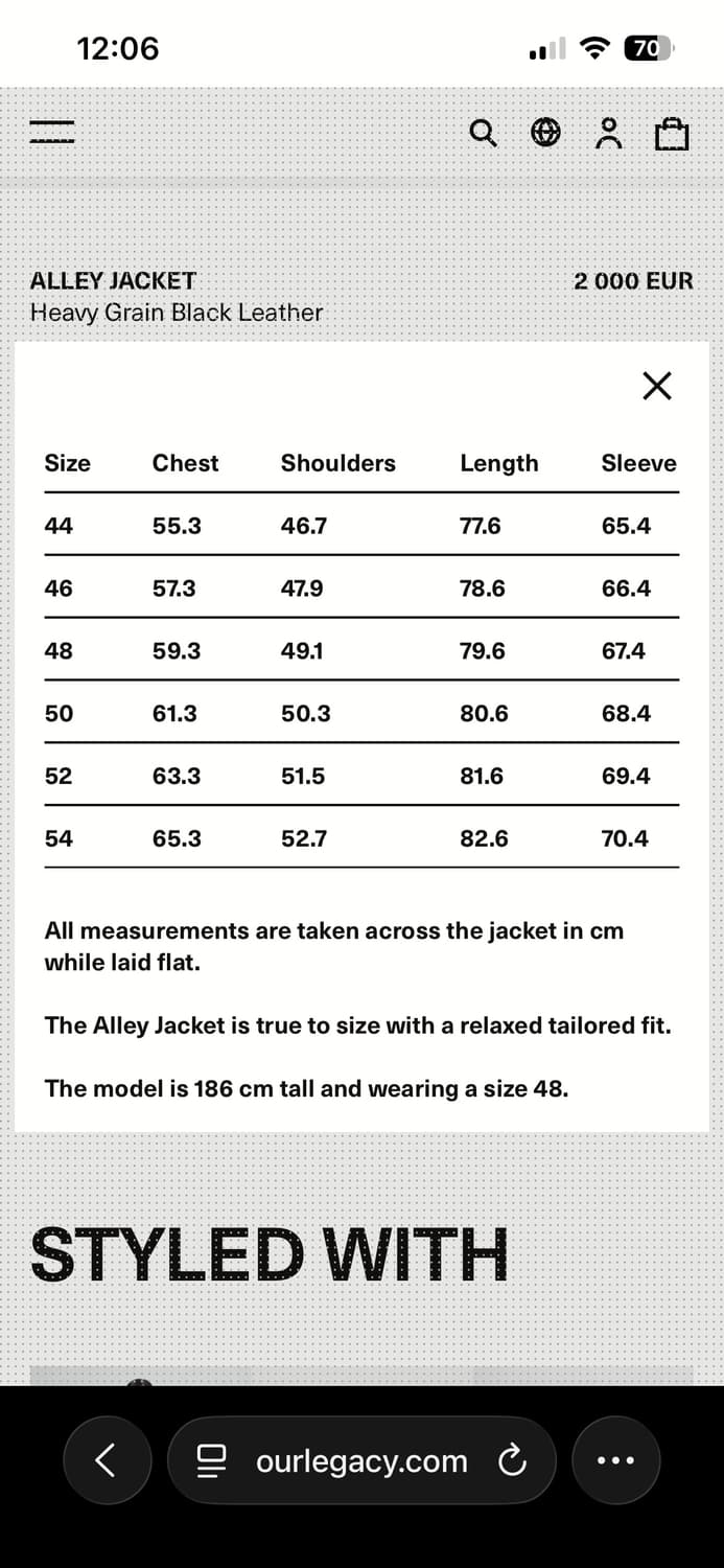 아워레가시 엘리 카코트 가죽 자켓 48 새상품 상품이미지7