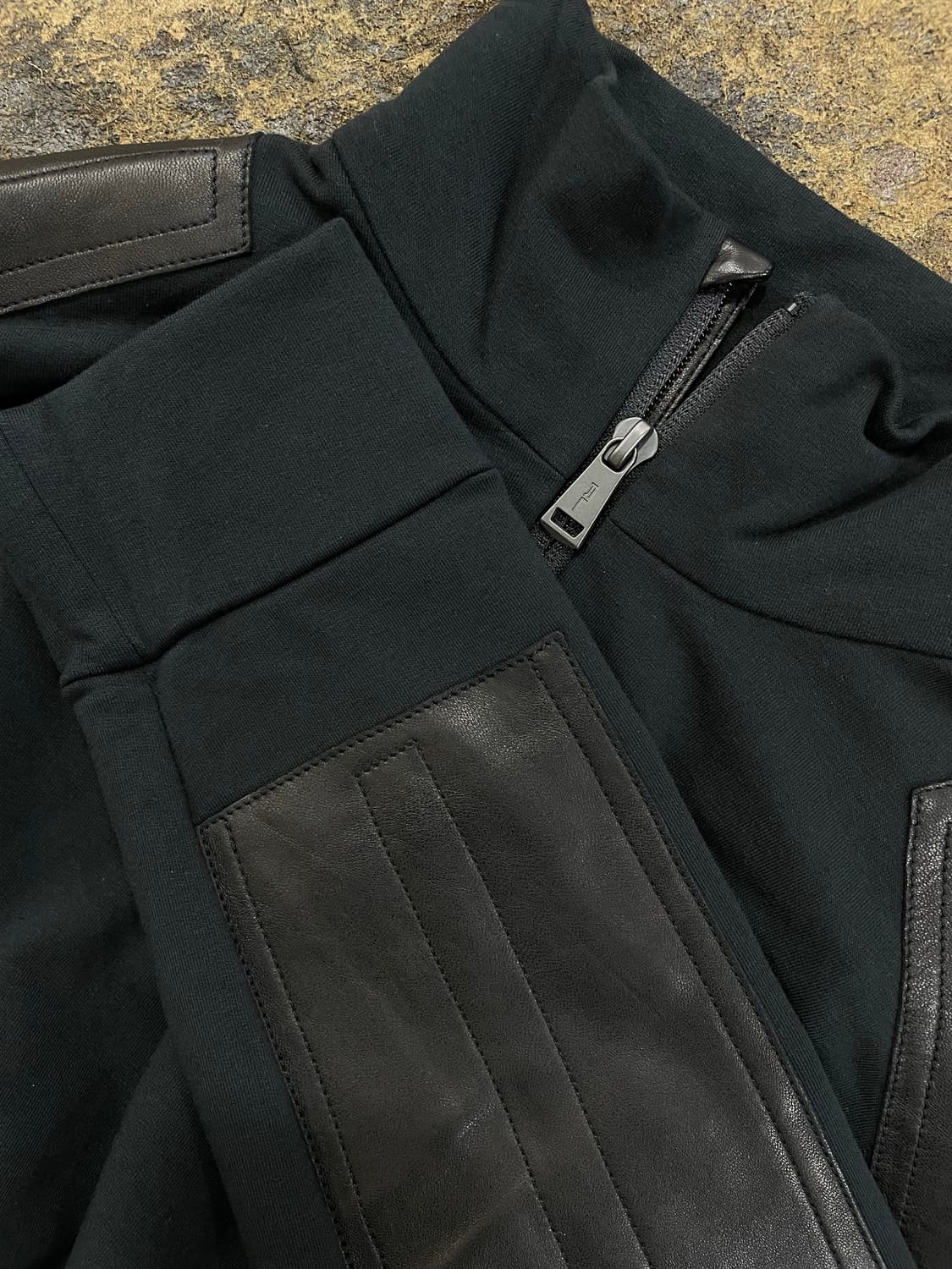 폴로랄프로렌(블랙라벨)/블랙 양가죽매치 하프집업(M) 상품이미지5