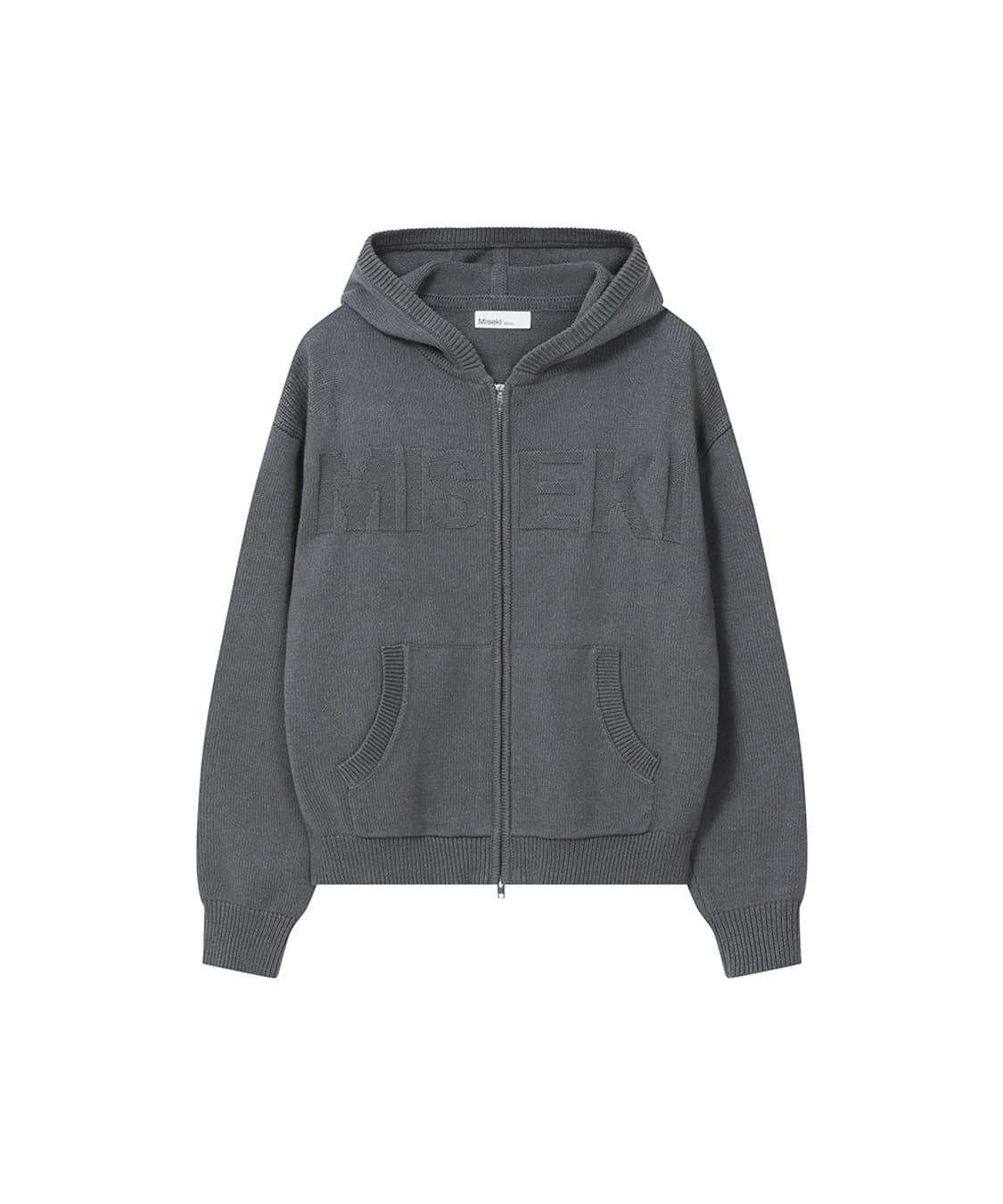 Logo knit hoodie zip-up CHARCOAL 상품이미지3