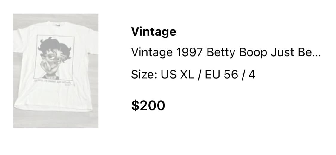 90s Betty Boop 베티붑 USA 풀프린트 티셔츠 상품이미지9