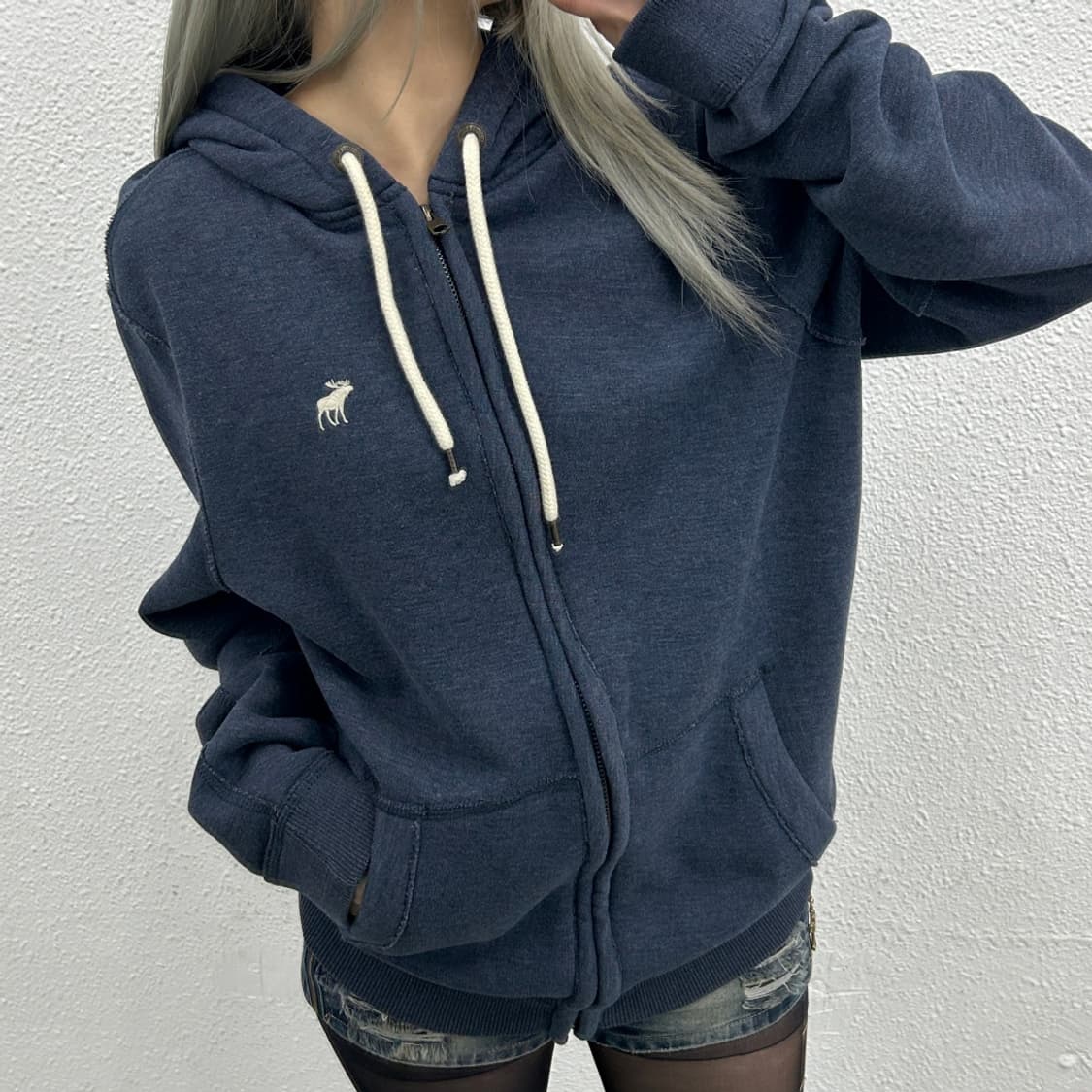 아베크롬비 미니 순록로고 딥블루 후드집업 L 상품이미지2