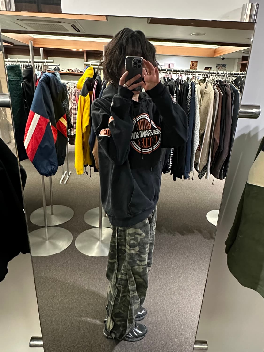 L)할리데이비슨 빈티지 그래픽 로고 블랙 후디 상품이미지1