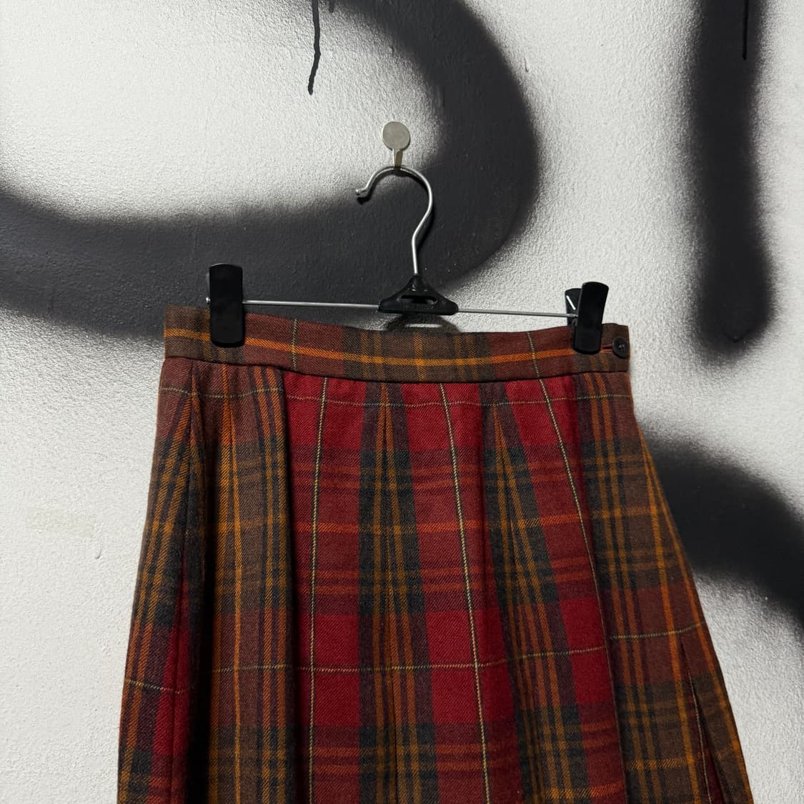 VTG 빈티지 울 혼방 타탄 체크 플리츠 스커트 상품이미지3
