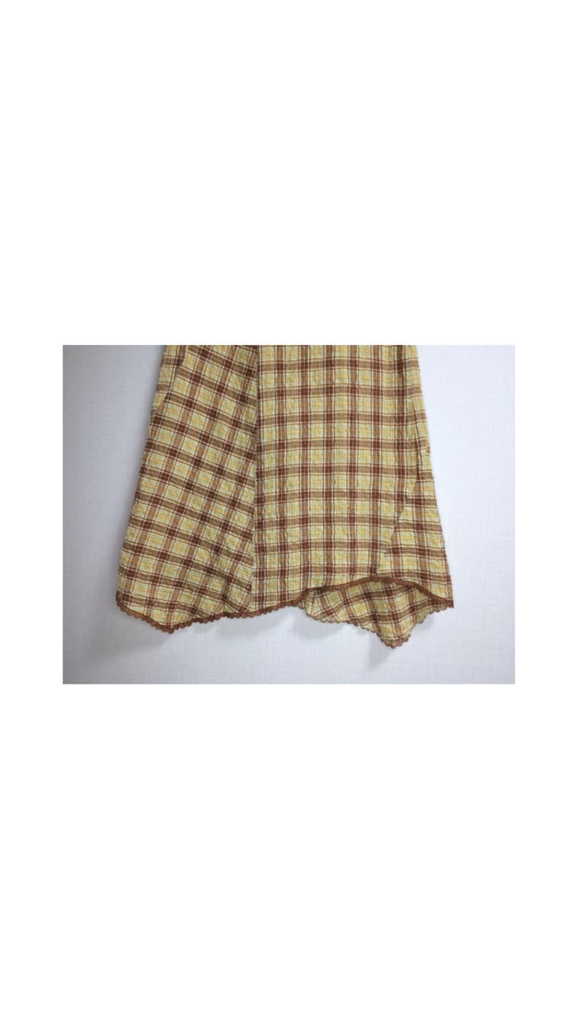 빈티지 옐로우 체크 롱 스커트 상품이미지3