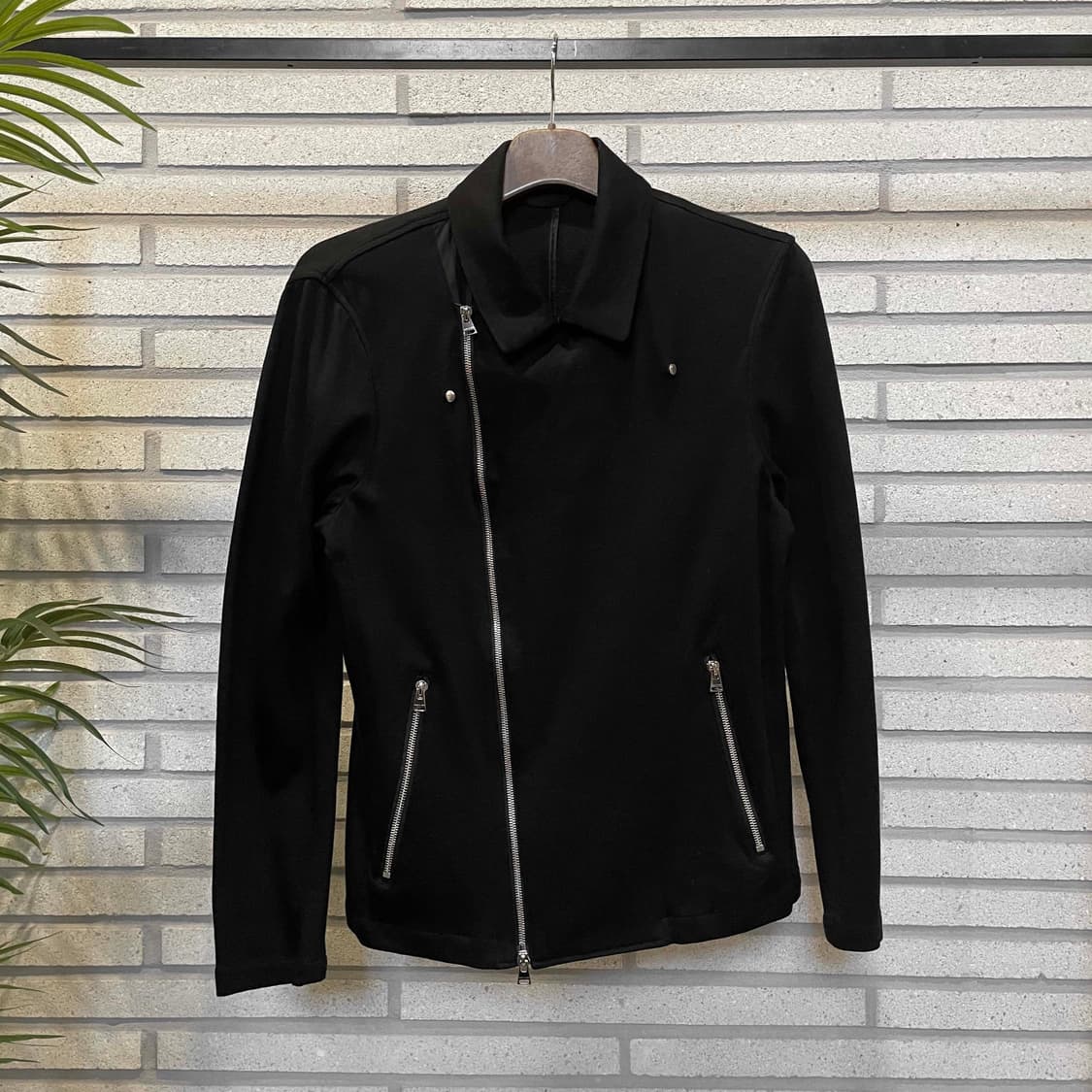 JPN VINTAGE 라이더 자켓 사선 집업 투포켓 디테일 블랙 상품이미지2