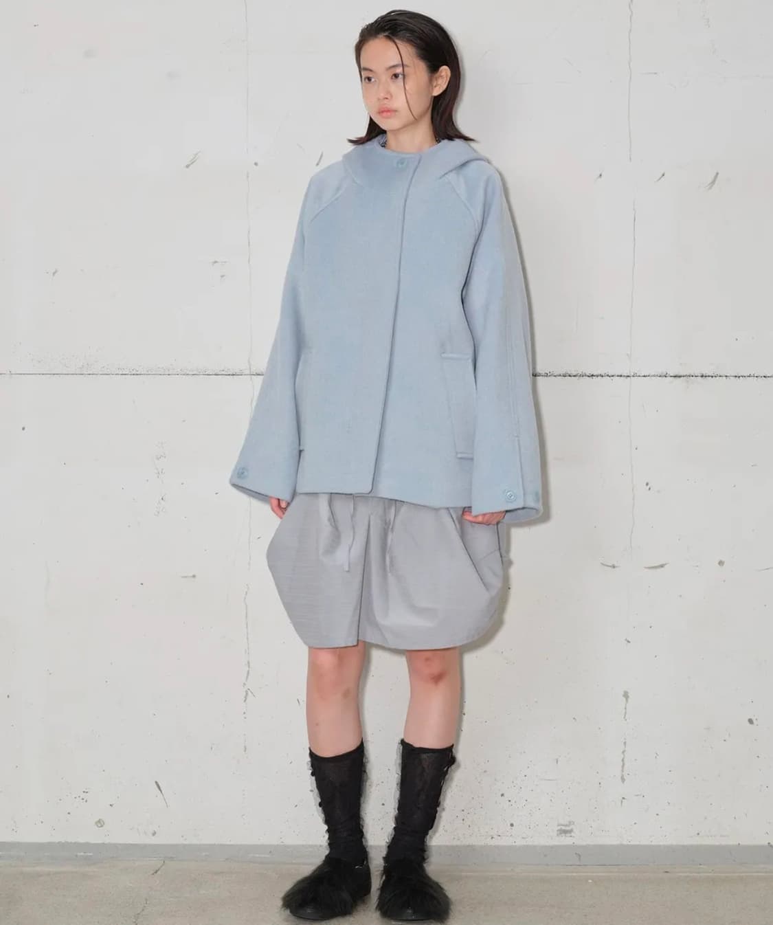 타입서비스 후디드 하프 코트 스카이블루 Hooded Half Coat 상품이미지1