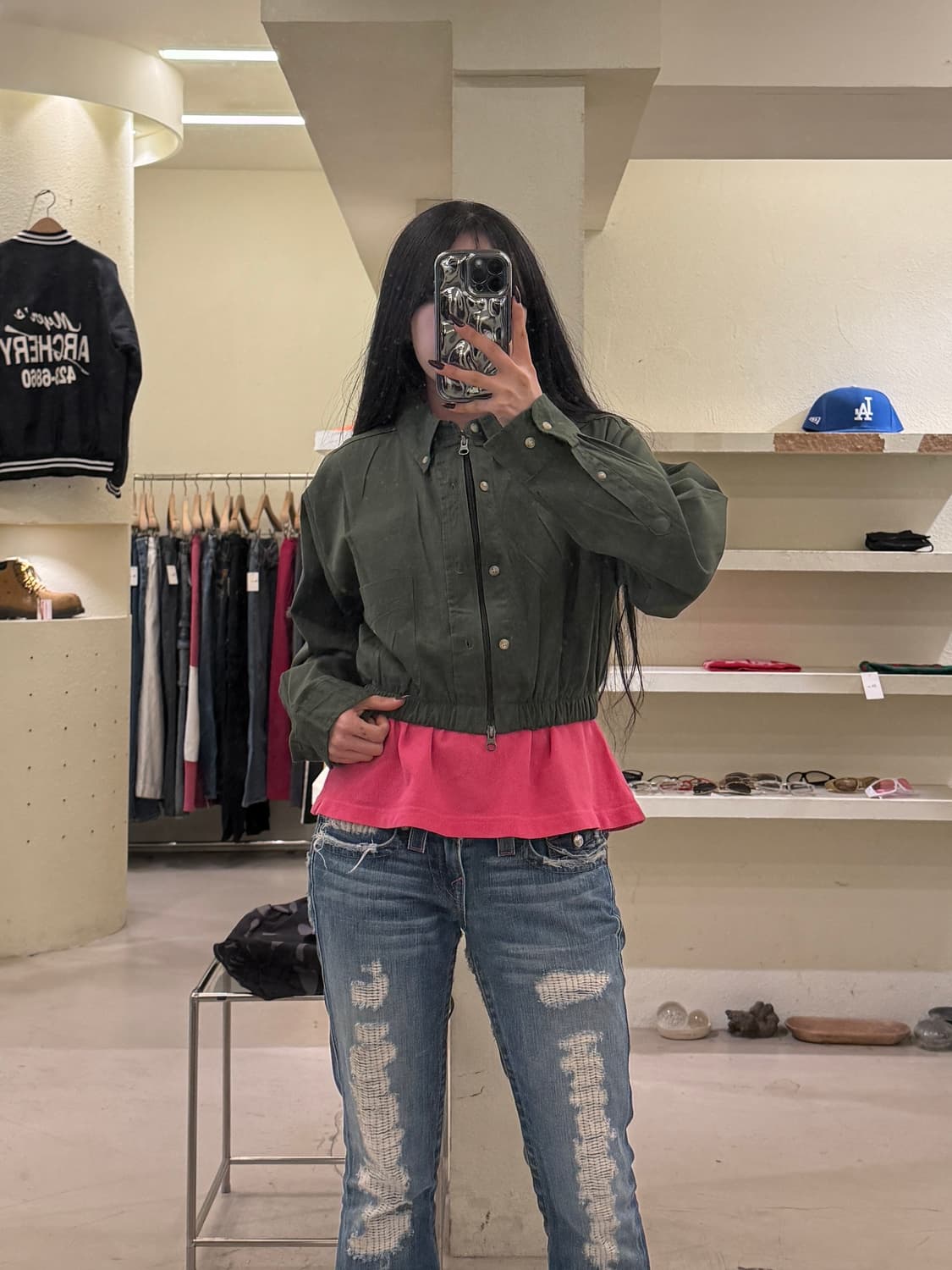 칼하트 커스텀 크롭 셔츠 자켓 카키 U1317 상품이미지1