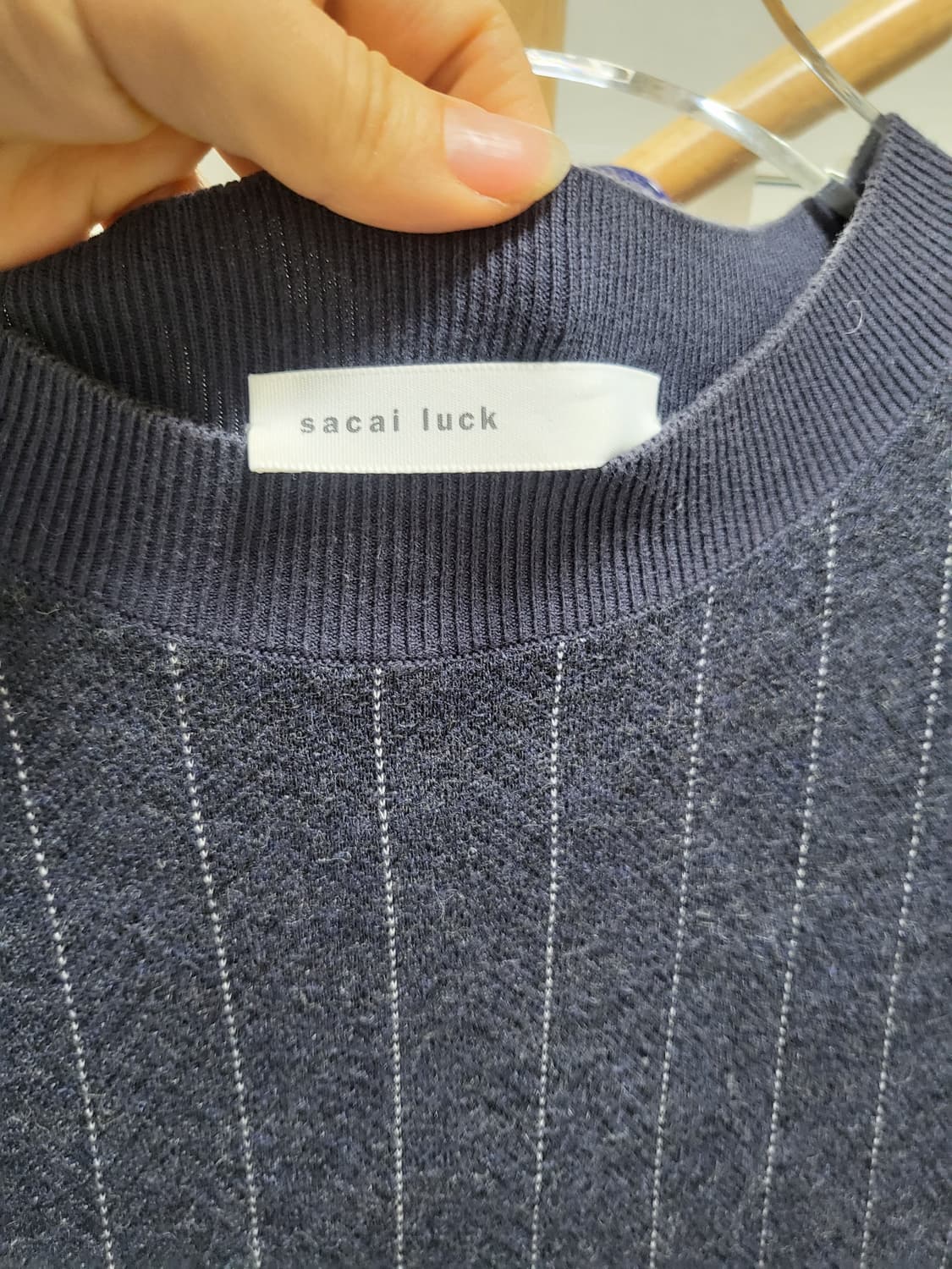 Sacai 네이비 린넨.면 니트 원피스44-66 상품이미지6